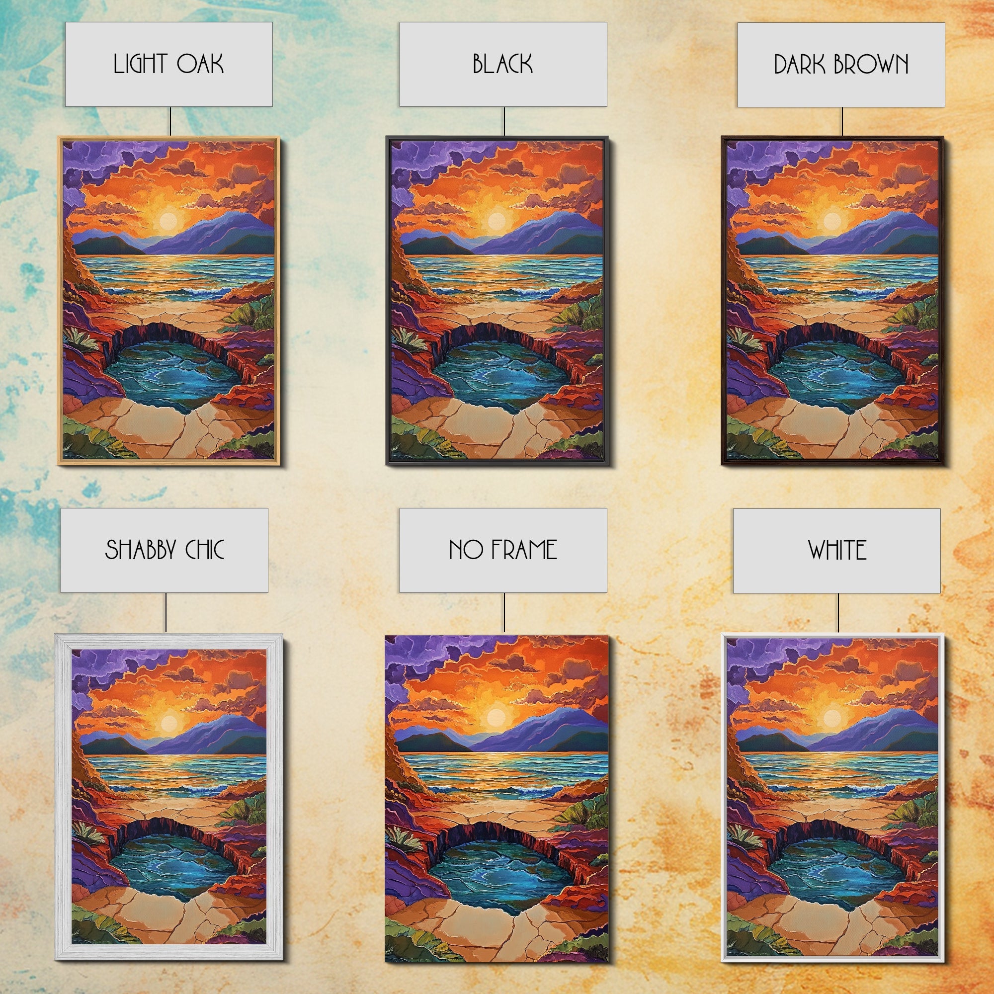 Sunset Lake Reflection, Fiery Sky, Tranquil Water, Mountain Glow, Framed Canvas Print, Bedroom Wall Art, Autumn Decor, Serene Art
