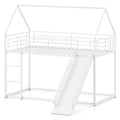 House-shaped Metal Twin Over Twin Low Bunk Bed-Black
