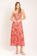 ROSY HAVEN POWER MESH MIDI DRESS