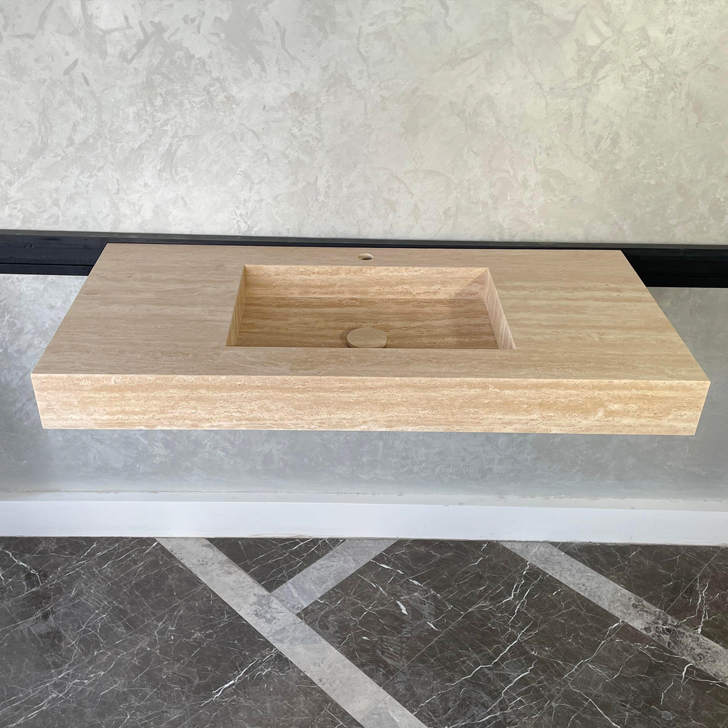 Travertine Natural Stone Handcrafted Bathroom Sink - Spa Style