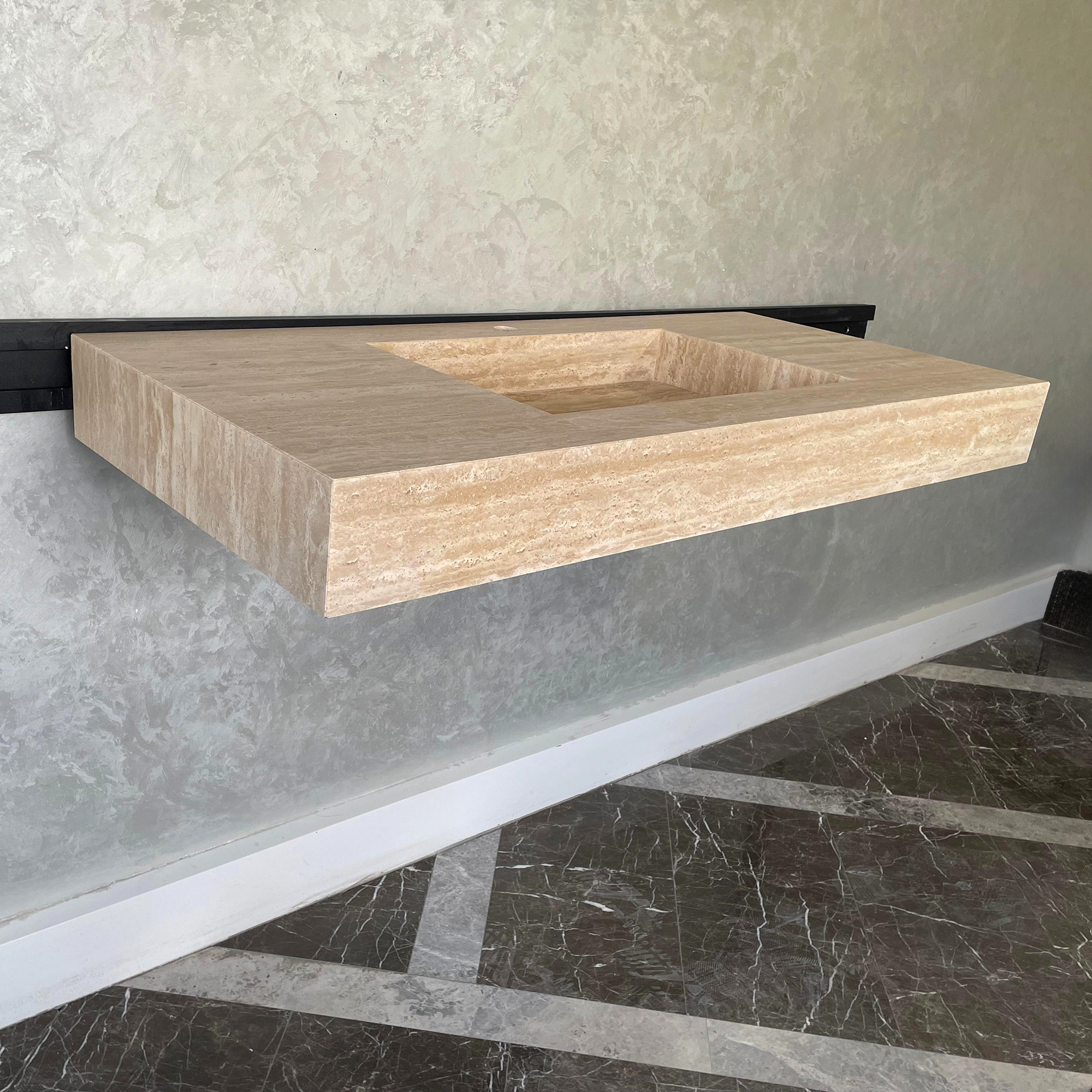 Travertine Natural Stone Handcrafted Bathroom Sink - Spa Style