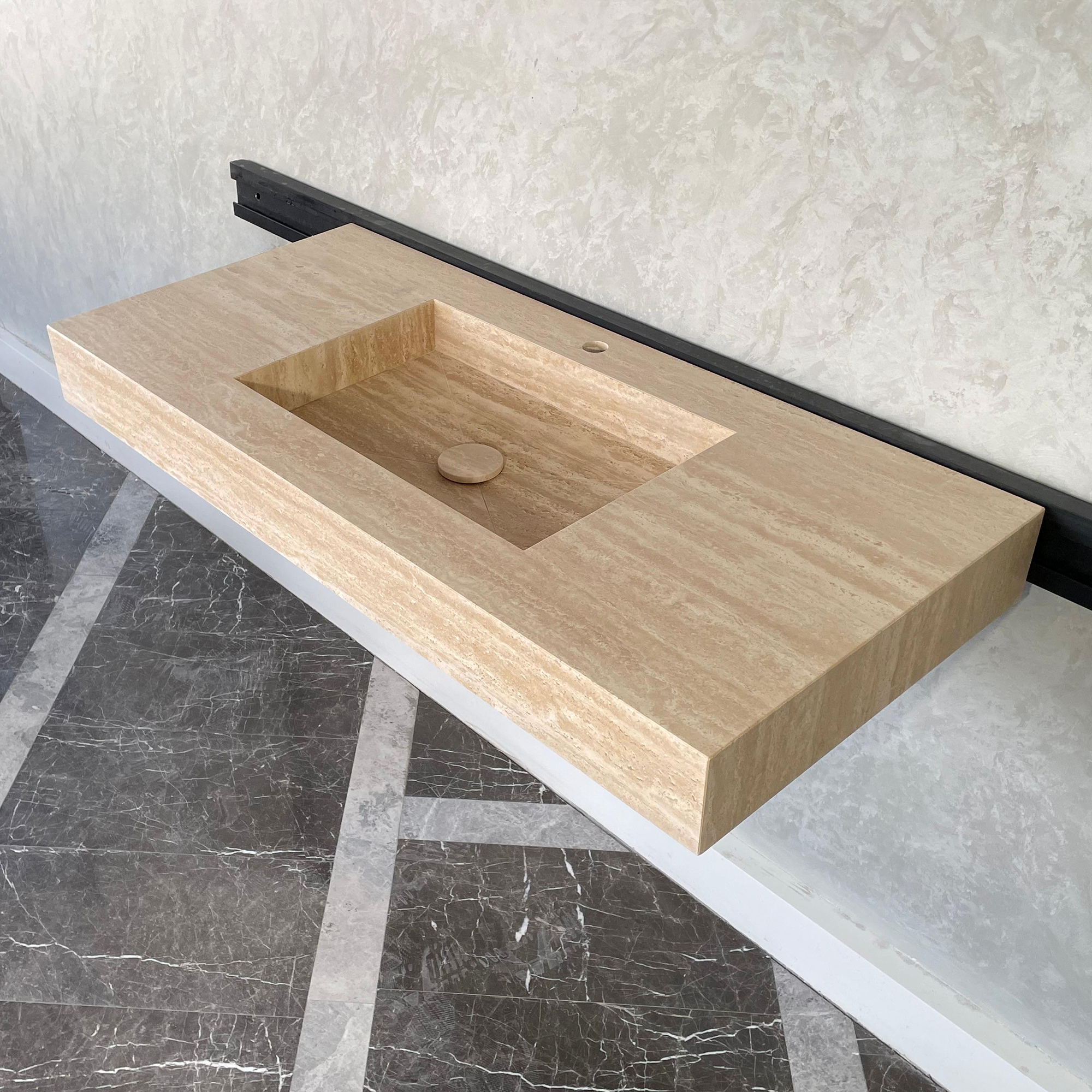 Travertine Natural Stone Handcrafted Bathroom Sink - Spa Style