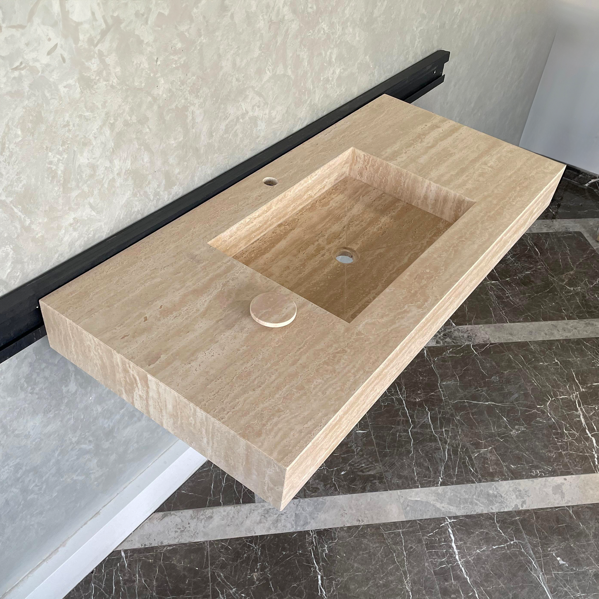 Travertine Natural Stone Handcrafted Bathroom Sink - Spa Style
