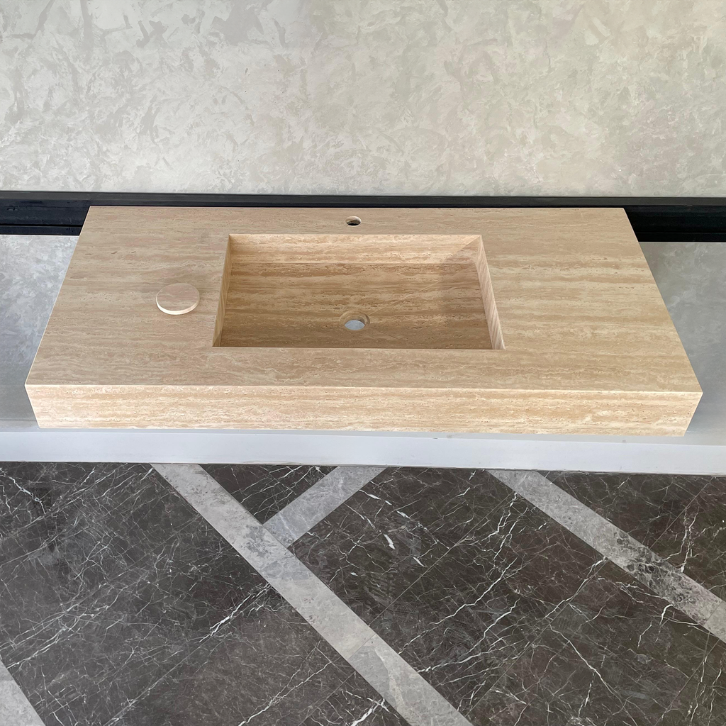 Travertine Natural Stone Handcrafted Bathroom Sink - Spa Style