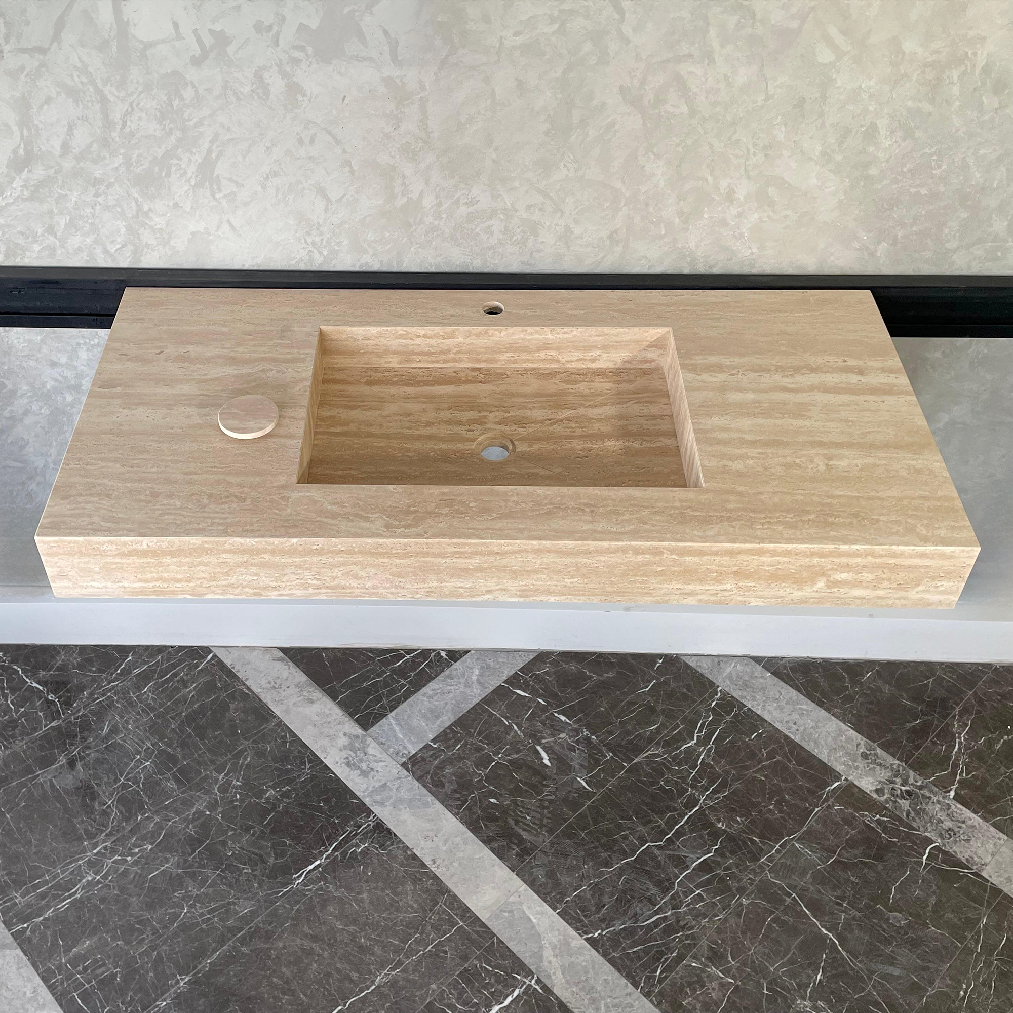 Travertine Natural Stone Handcrafted Bathroom Sink - Spa Style