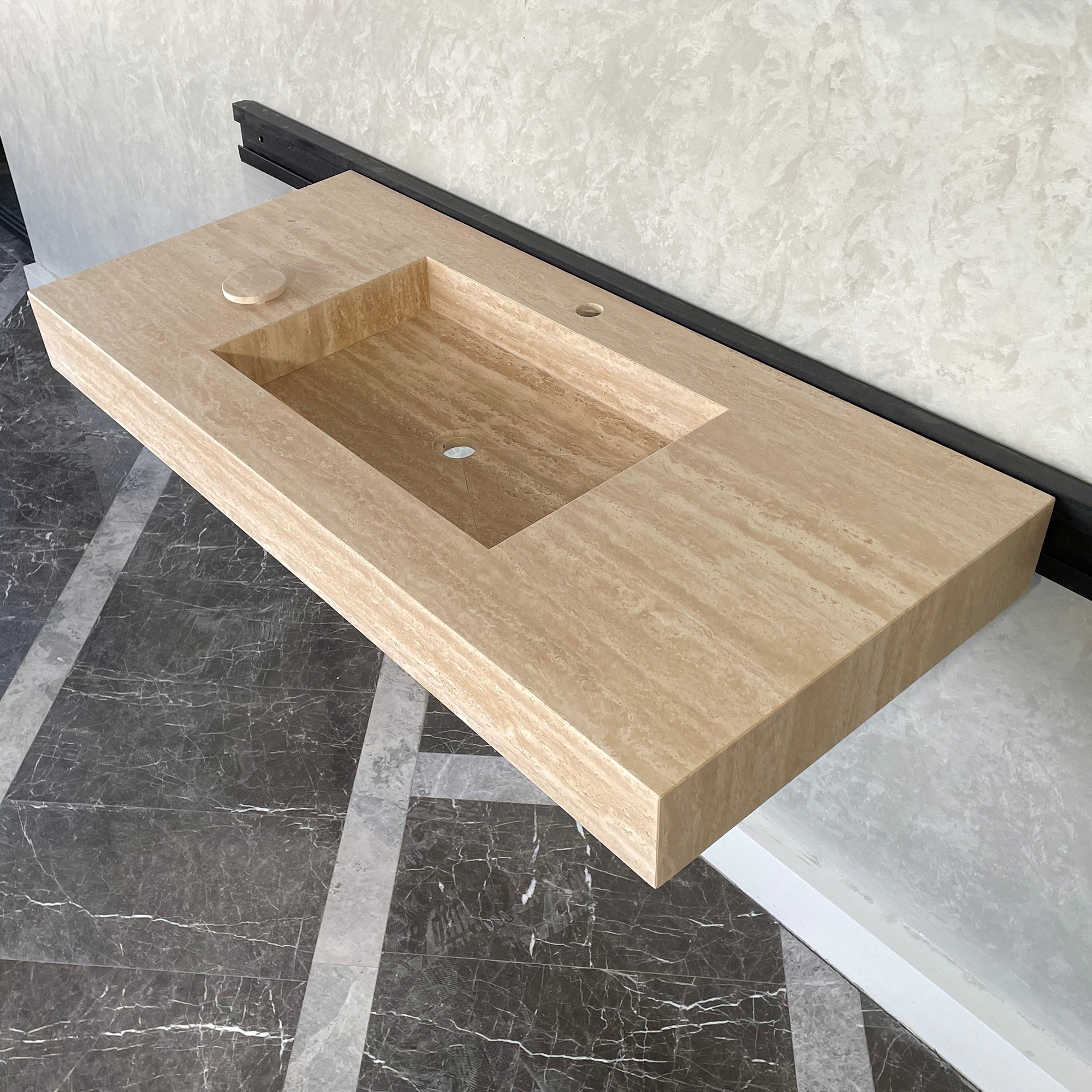 Travertine Natural Stone Handcrafted Bathroom Sink - Spa Style
