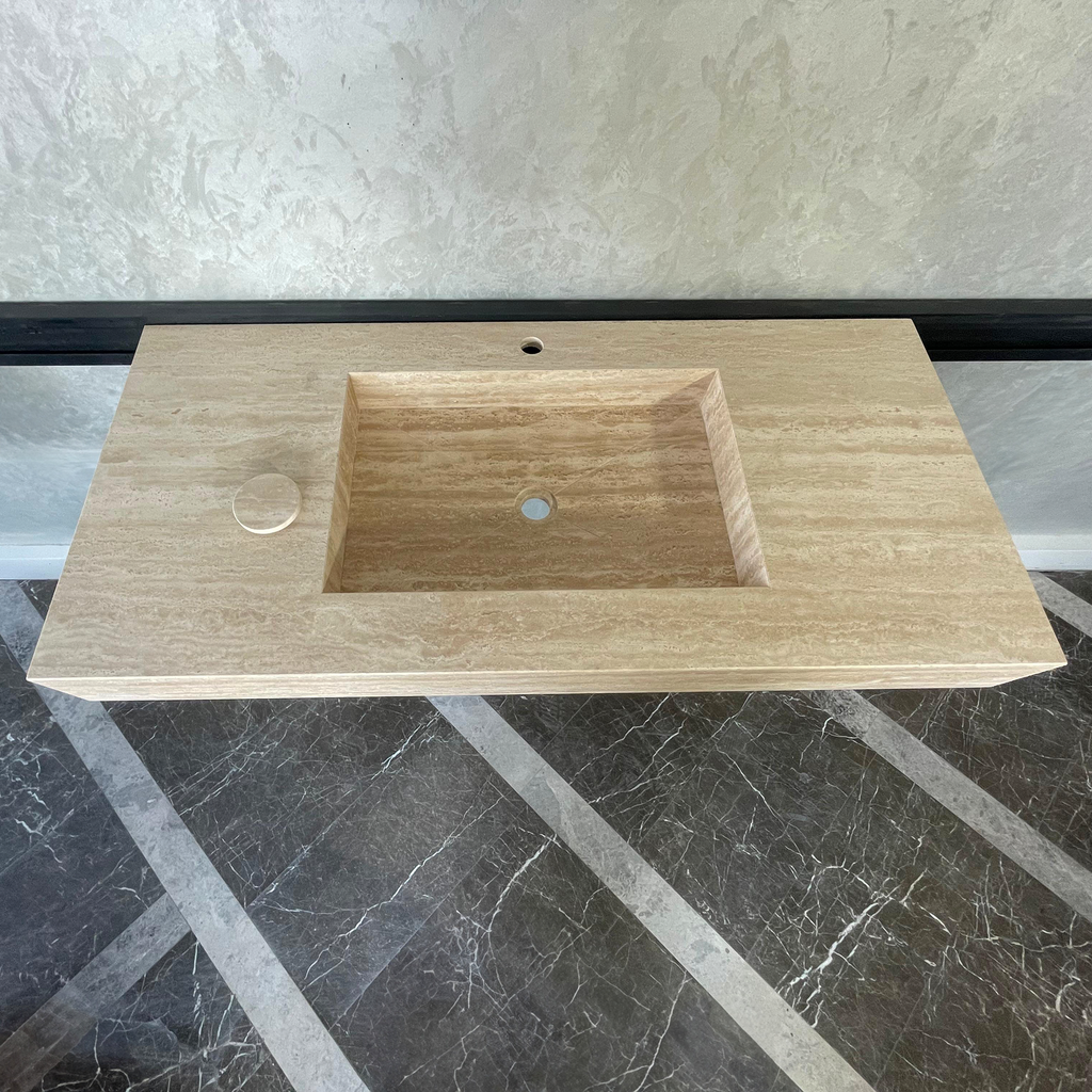 Travertine Natural Stone Handcrafted Bathroom Sink - Spa Style
