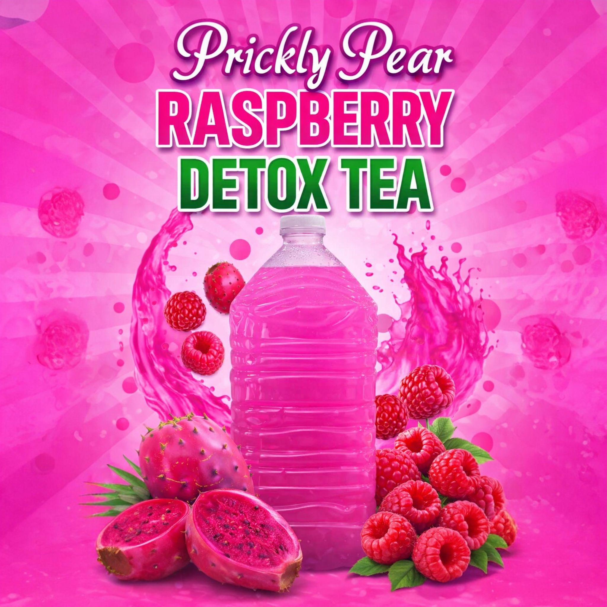 Prickly Pear Raspberry Detox Tea | Natural Herbal Cleanse for Digestion, Bloating & Fat Burn
