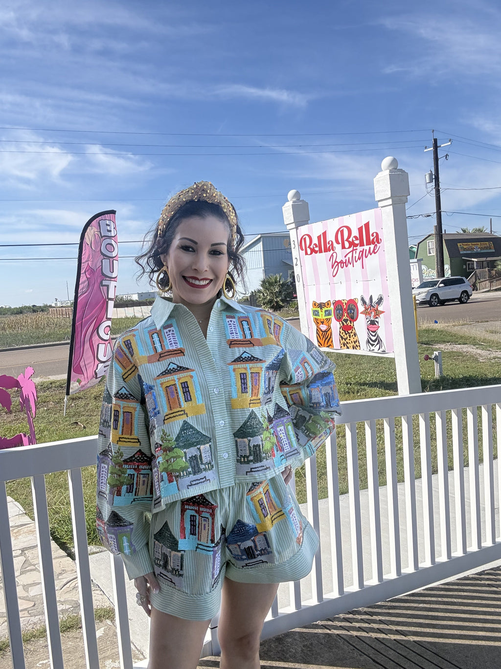Queen of Sparkles Pale Green Nola Porches Short