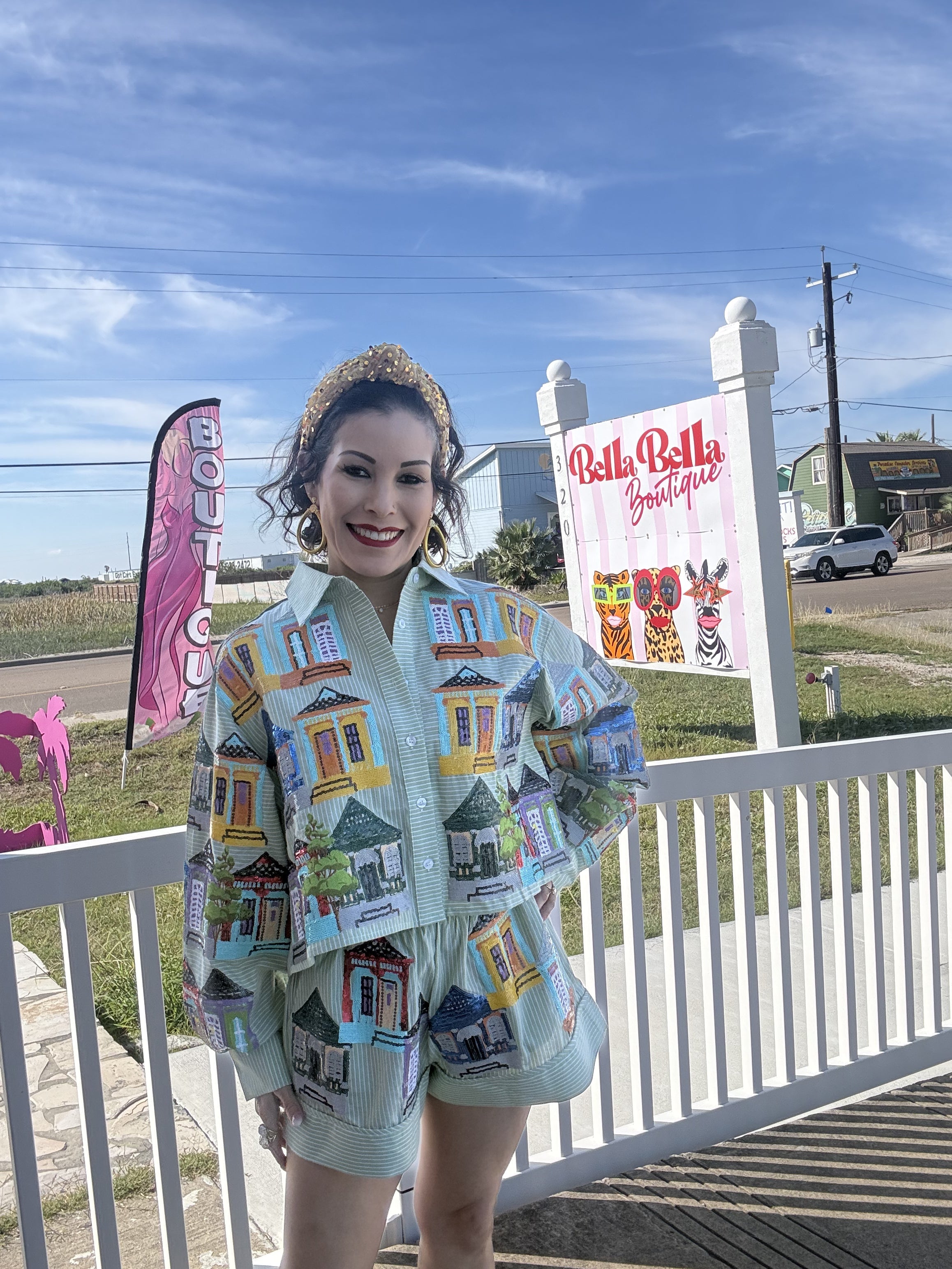 Queen of Sparkles Pale Green Nola Porches Short