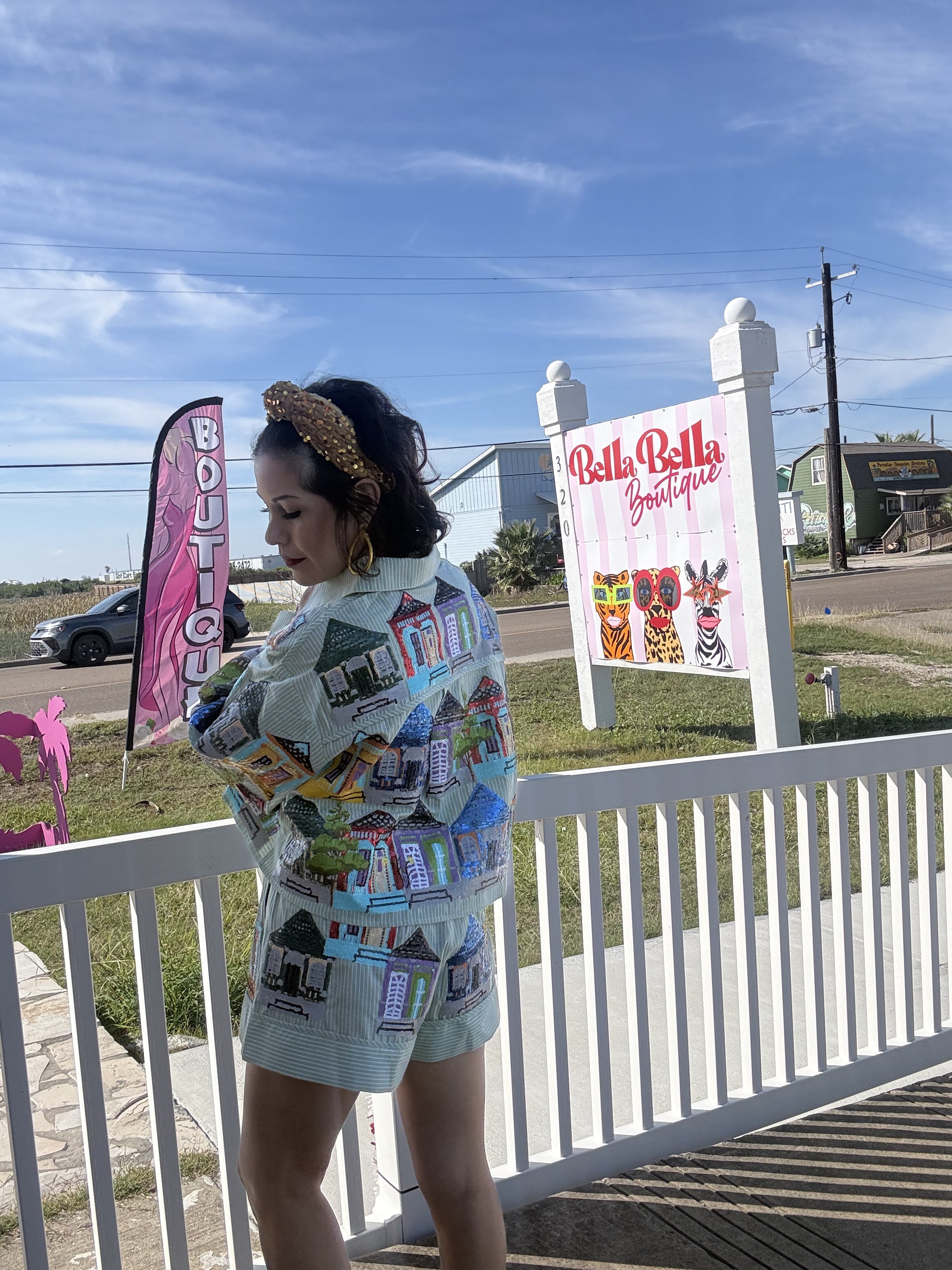 Queen of Sparkles Pale Green Nola Porches Short