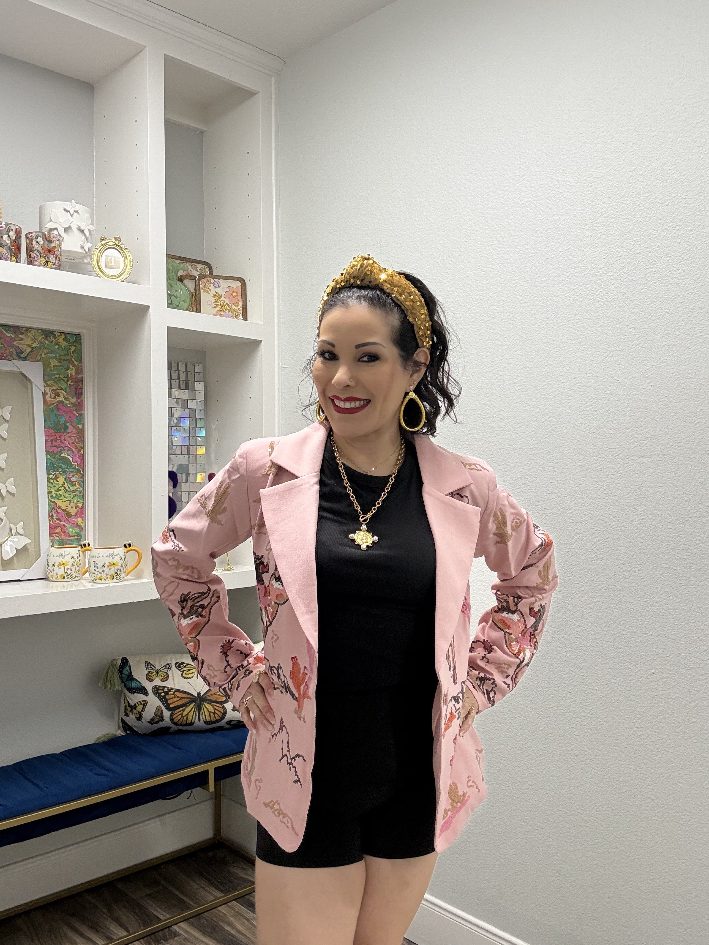 Queen of Sparkles Light Pink Bucking Cowgirl Blazer