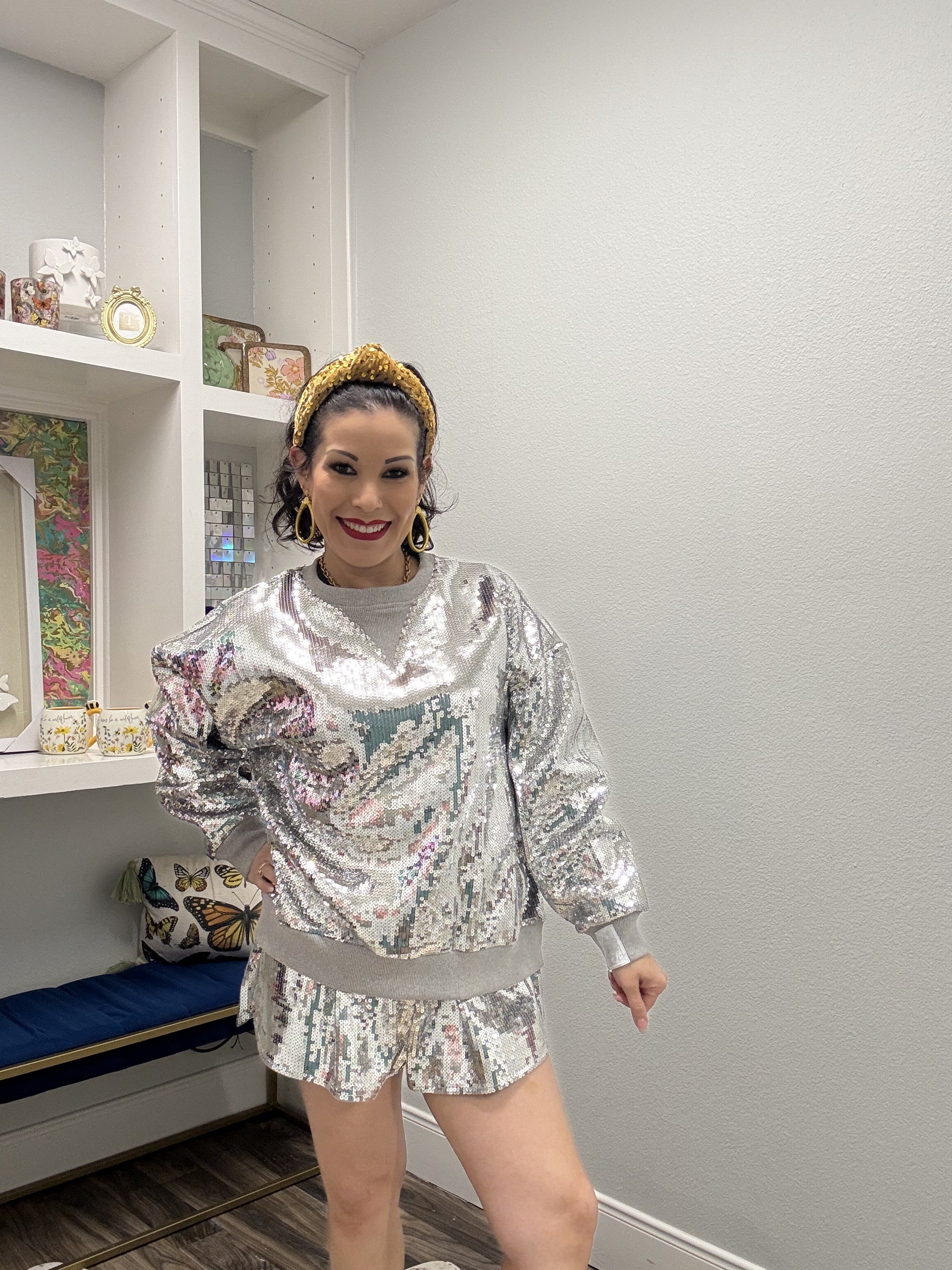 Queen of Sparkles Silver Full Sequin Sweatshirt