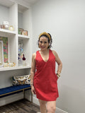 Queen of Sparkles Red Rhinestone V Neck Tank Dress