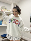 QOS Grey Multi Striped 'Spicy' Sweatshirt