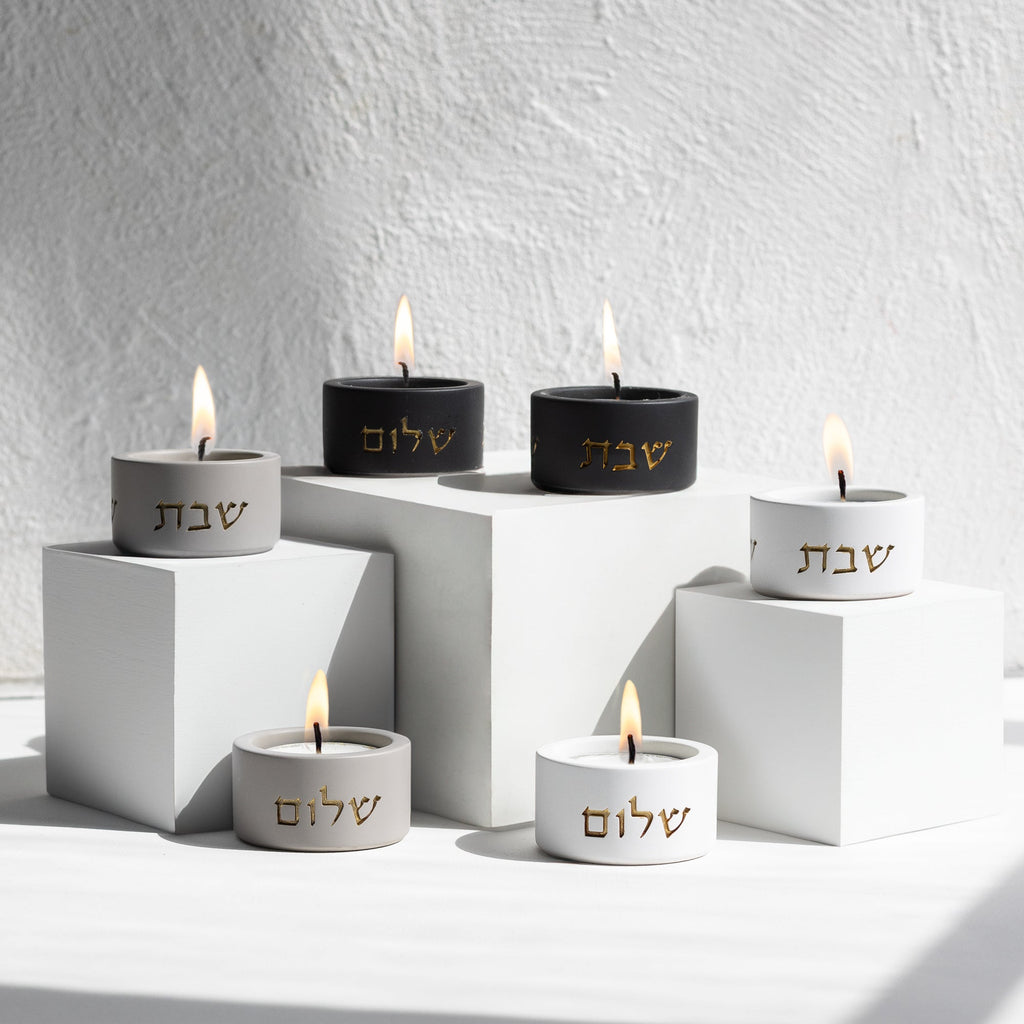 Concrete Gold Shabbat Candle Holders - Concrete Gold Series