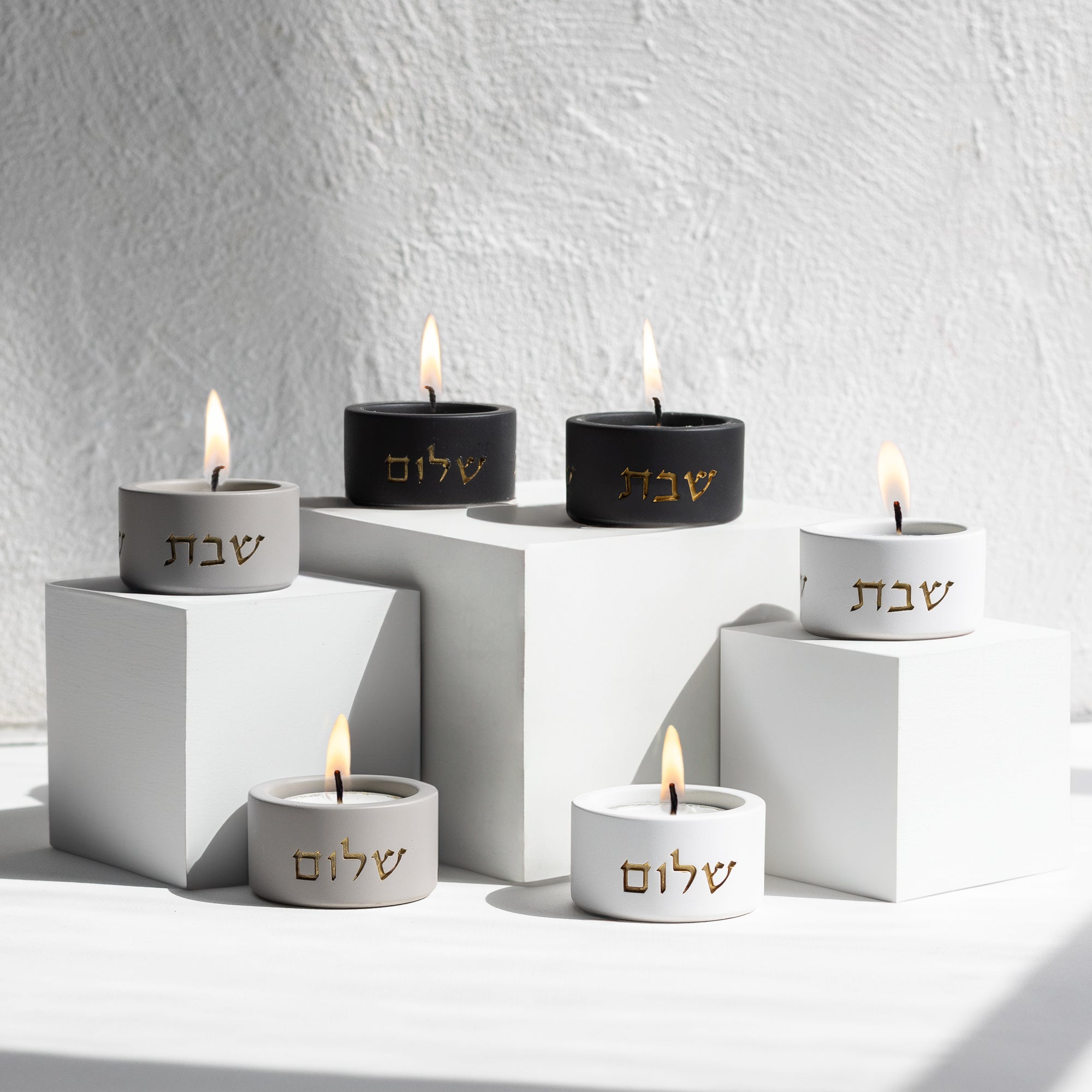 Concrete Gold Shabbat Candle Holders - Concrete Gold Series