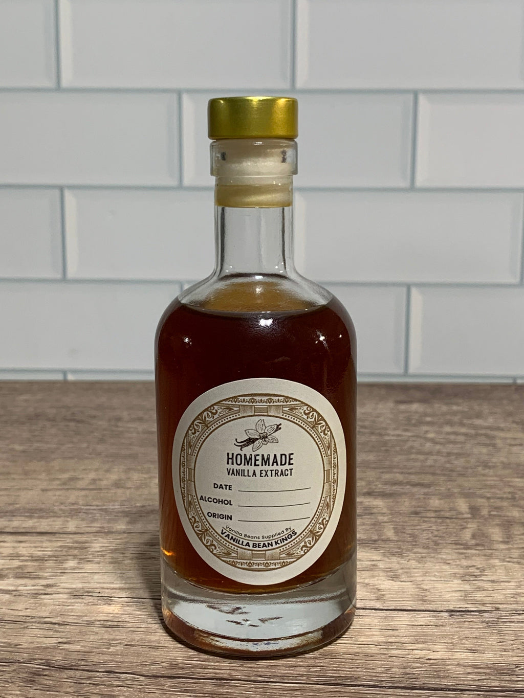 3.38 OZ Premium Glass Cork Top Bottle for Gifting Vanilla Extract with Label 100 ml