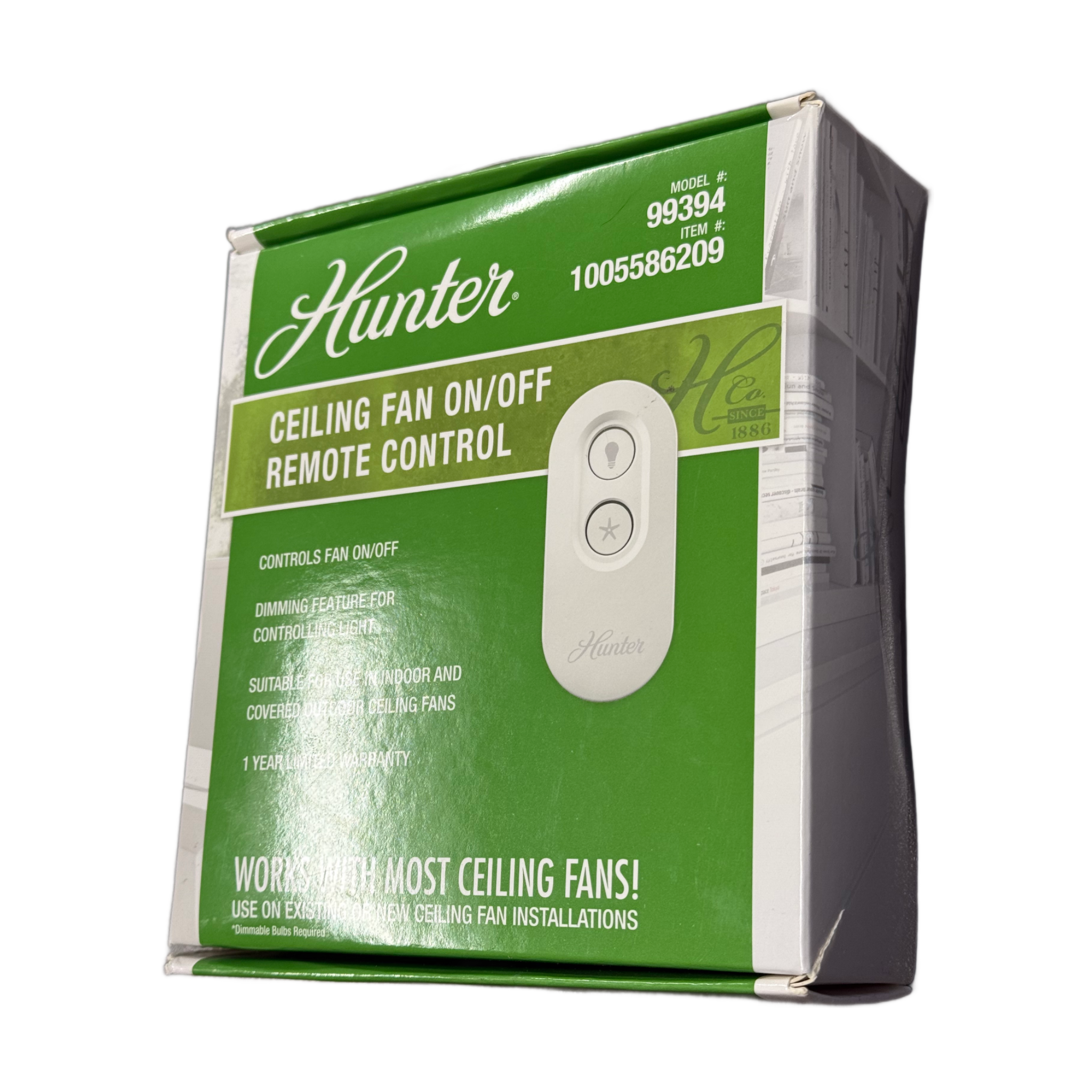 Substitute for Hunter Universal On/Off Damp Rated Ceiling Fan Remote Control White - 99394 K6018-02 [63T-AC83T-KIT]