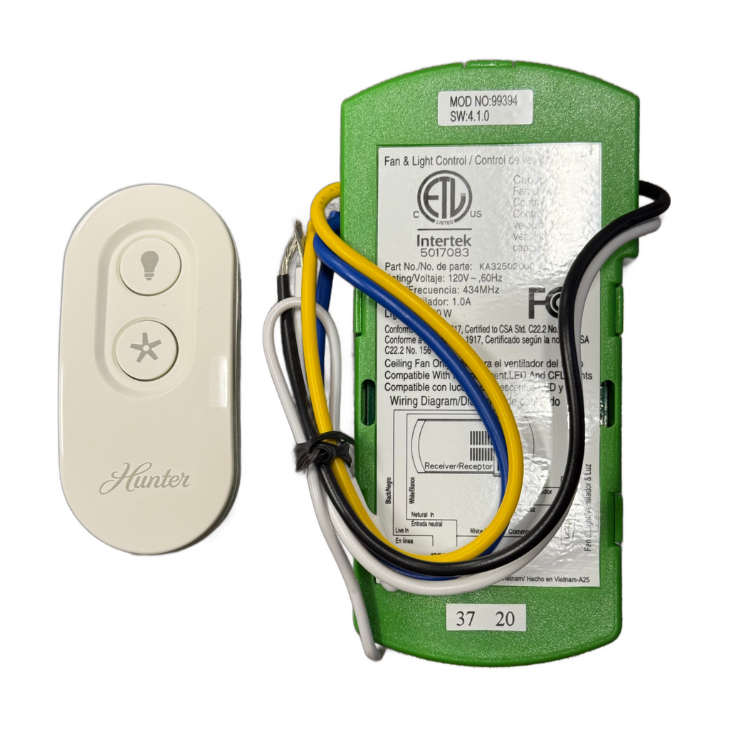 Substitute for Hunter Universal On/Off Damp Rated Ceiling Fan Remote Control White - 99394 K6018-02 [63T-AC83T-KIT]