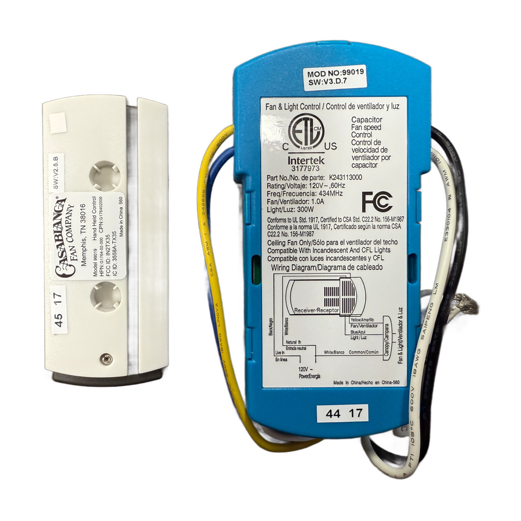 Substitute for Casablanca Universal 4-Speed Fan Control System with Receiver and Remote Control Kit - 99019 [63T-AC83T-KIT]