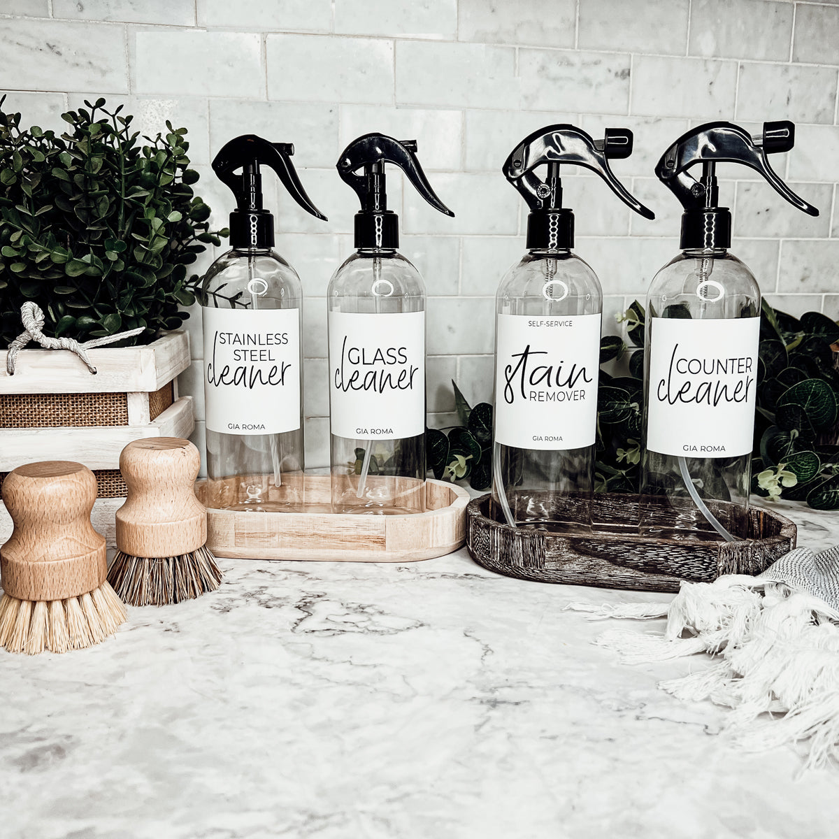 16oz Plastic Spray Bottles With White Or Black Waterproof Labels