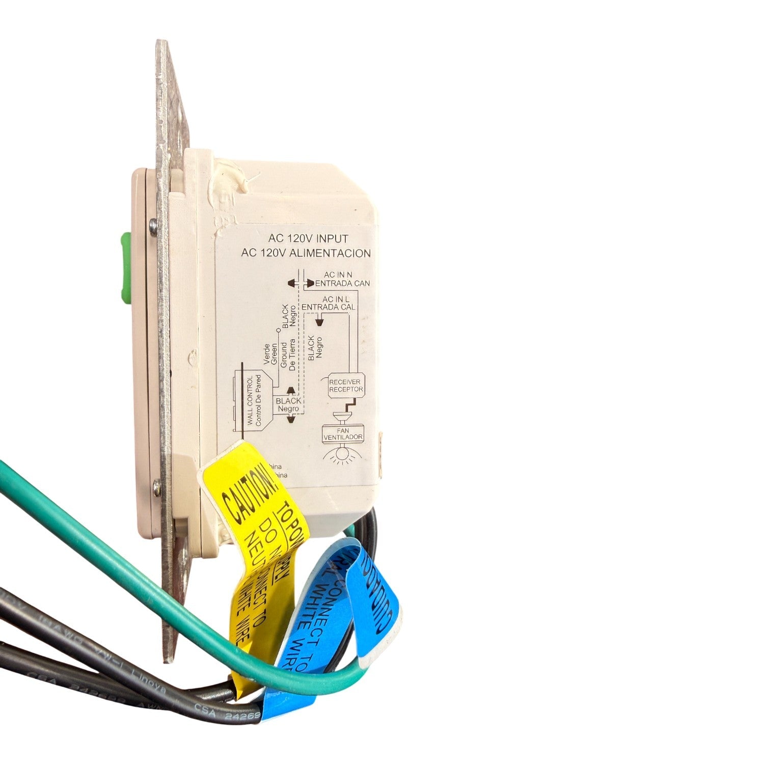 Substitute for Hampton Bay UC9050H Wired Ceiling Fan Wall Plate Remote Control CHQ9050H | Wired | 4-dip - UC9050H [CH9051T]