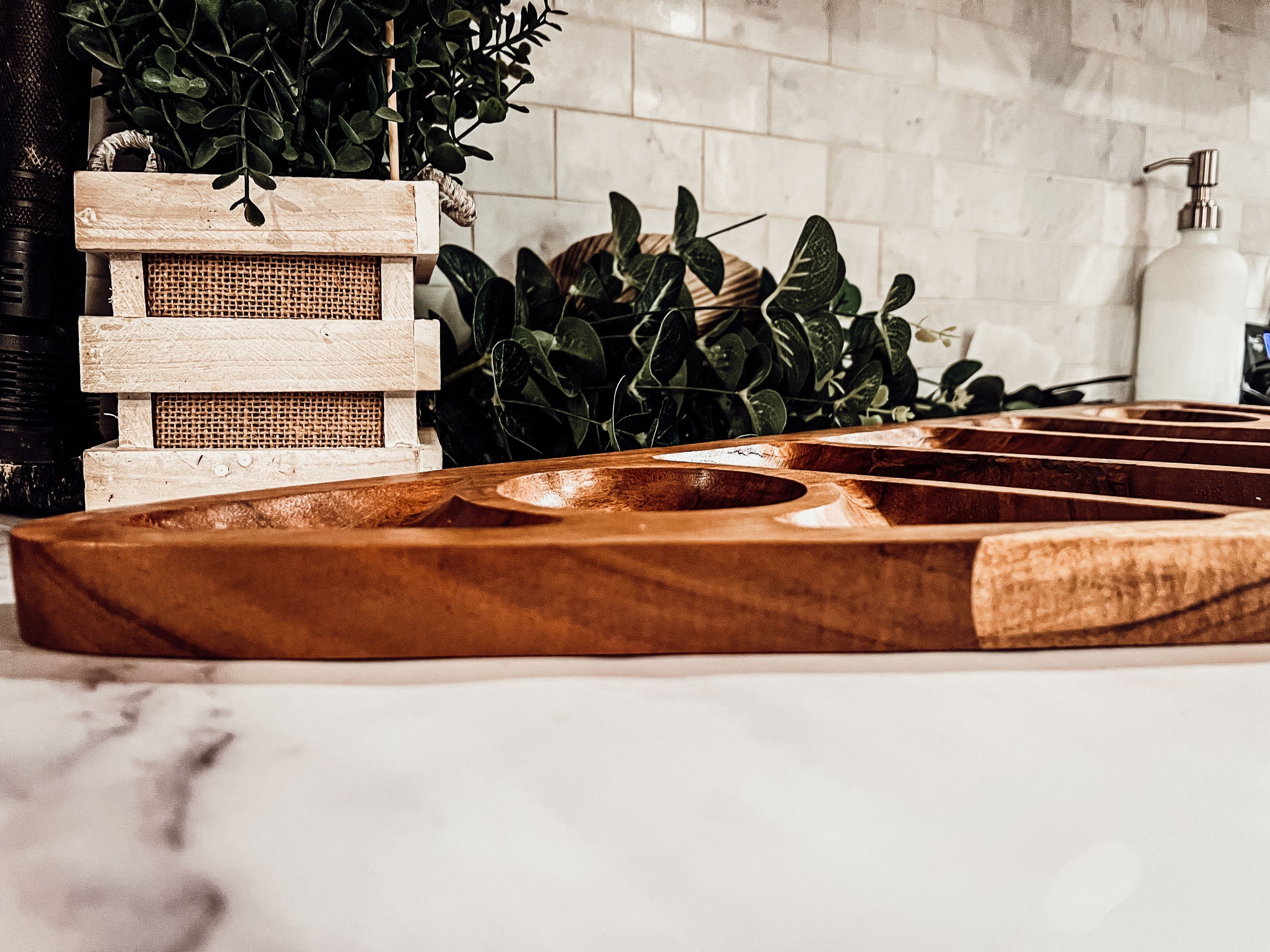 Oversized Acacia Wood Christmas Tree Charcuterie Board With Sectioned Serving
