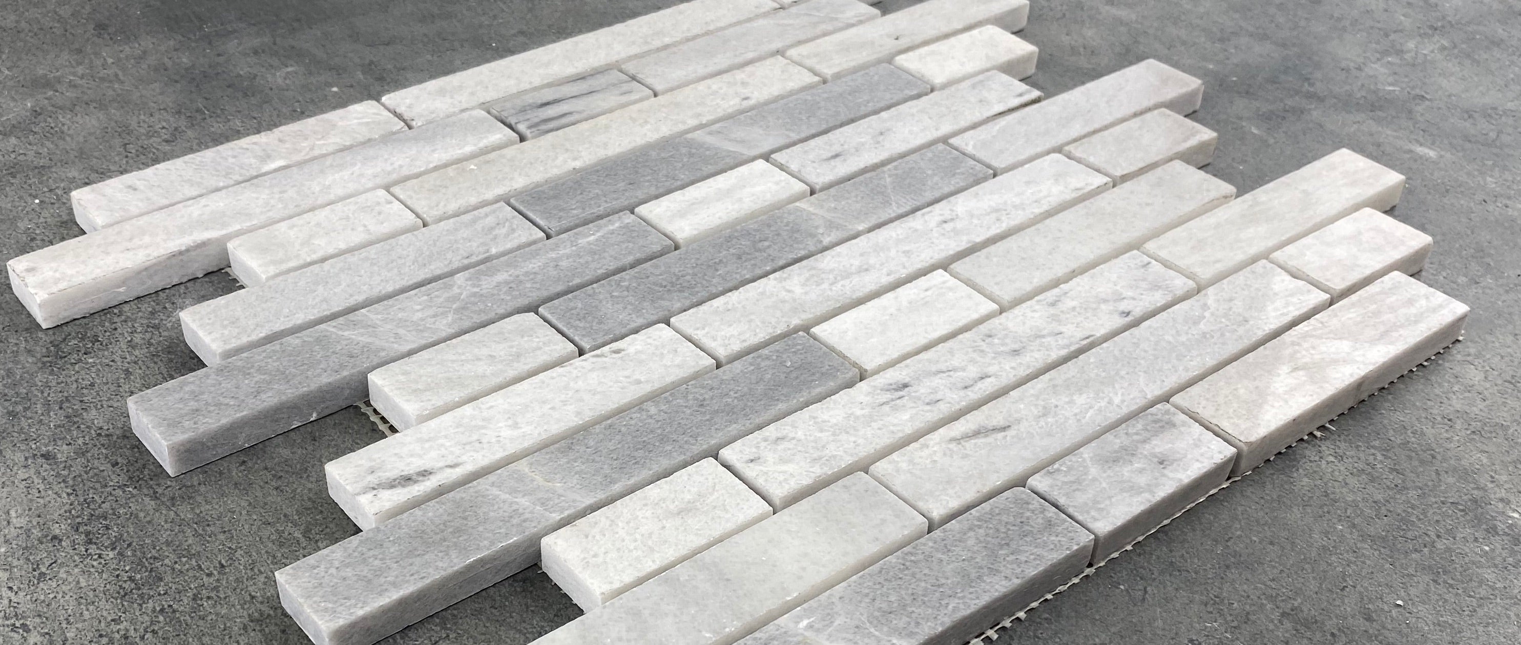 White Marble Strip Liner Mosaic Tile 12x12 - Honed Finish