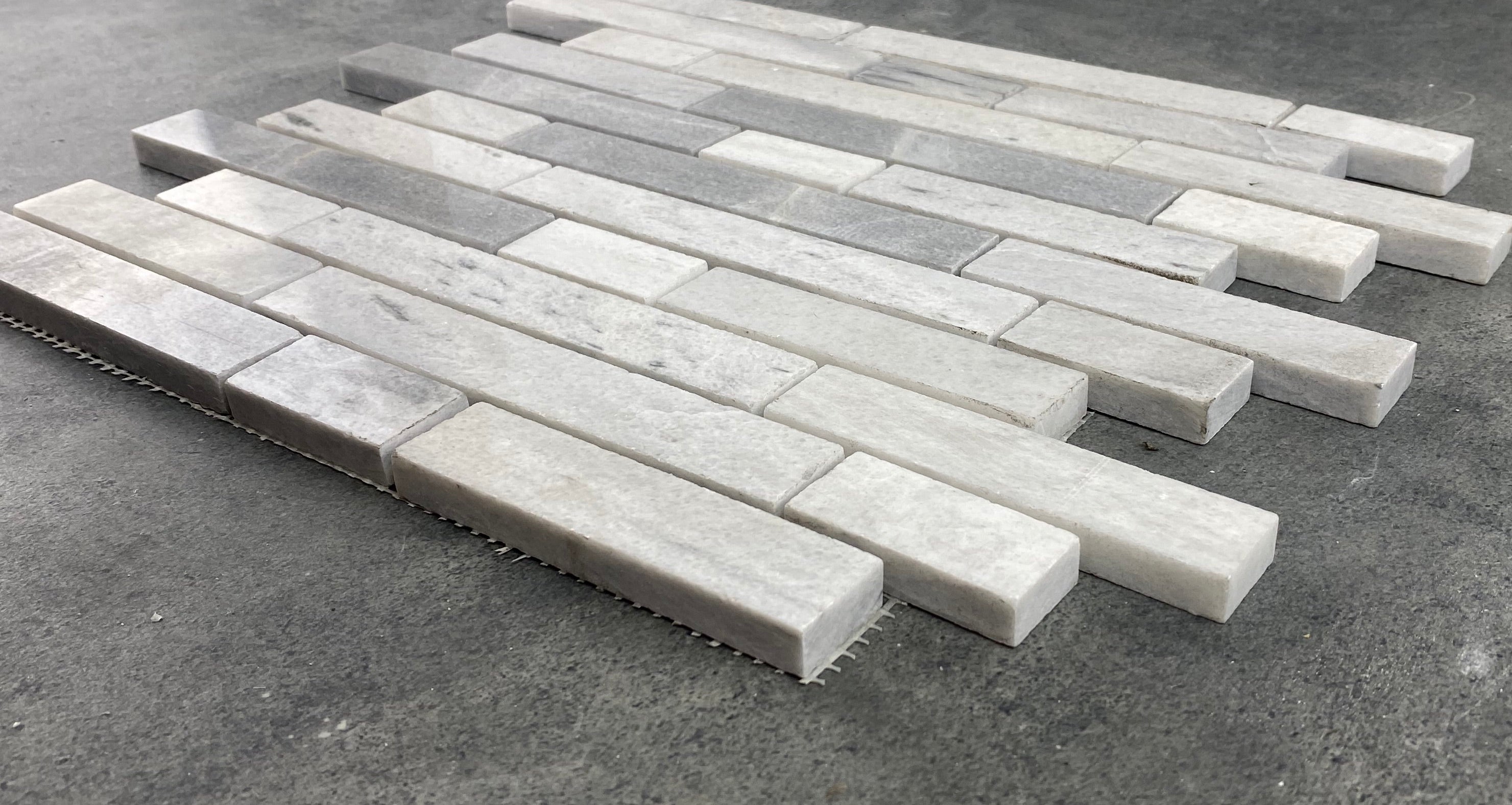 White Marble Strip Liner Mosaic Tile 12x12 - Honed Finish
