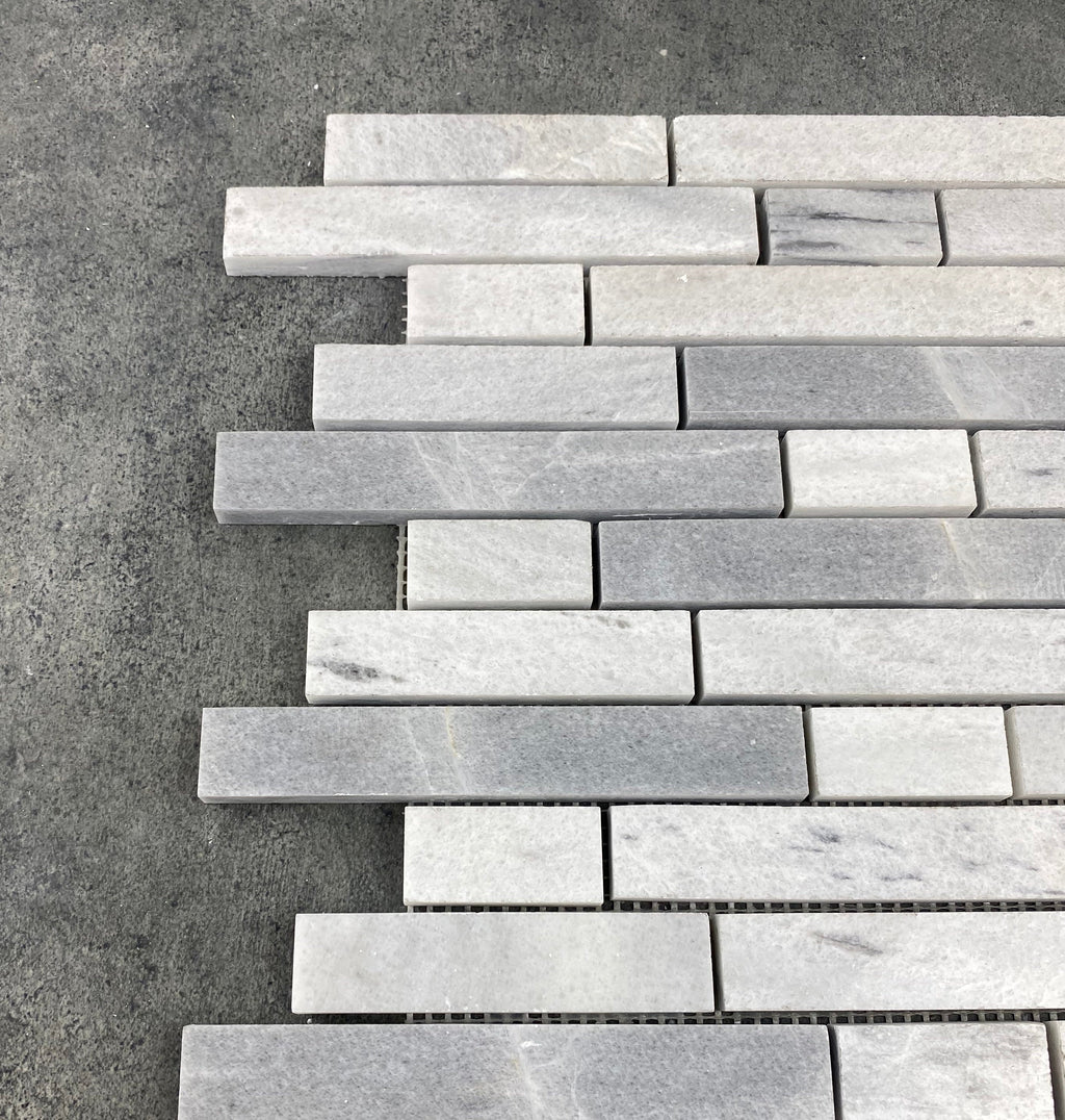 White Marble Strip Liner Mosaic Tile 12x12 - Honed Finish