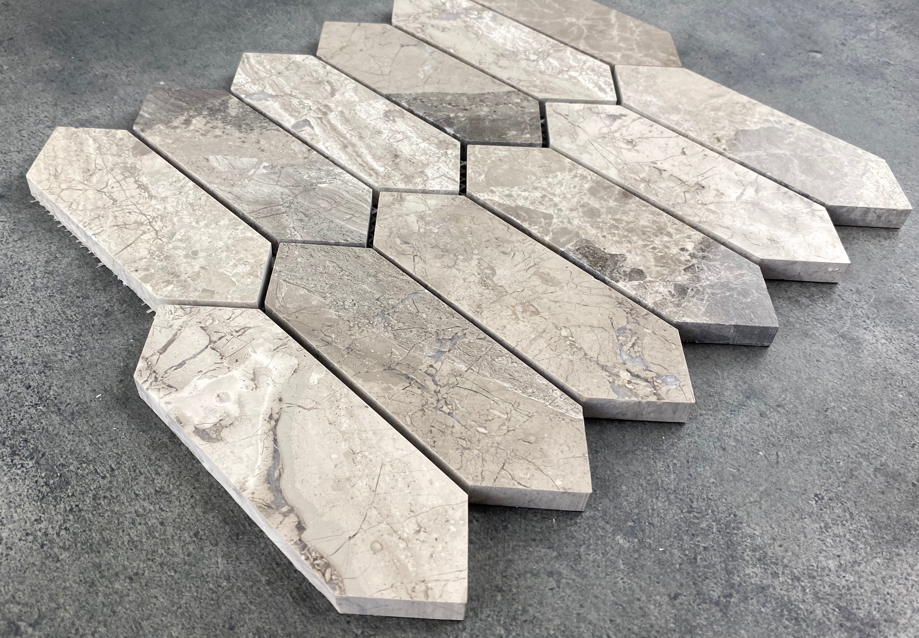 Silver Shadow Marble Strada Design Mosaic Tile 12x12 Honed Finish