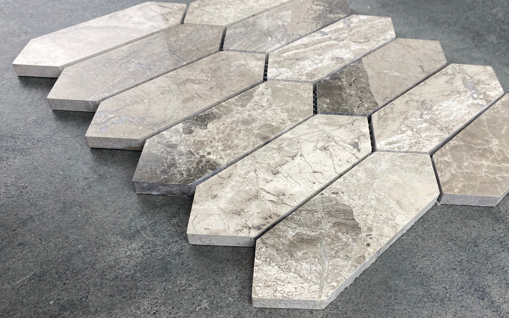 Silver Shadow Marble Strada Design Mosaic Tile 12x12 Honed Finish
