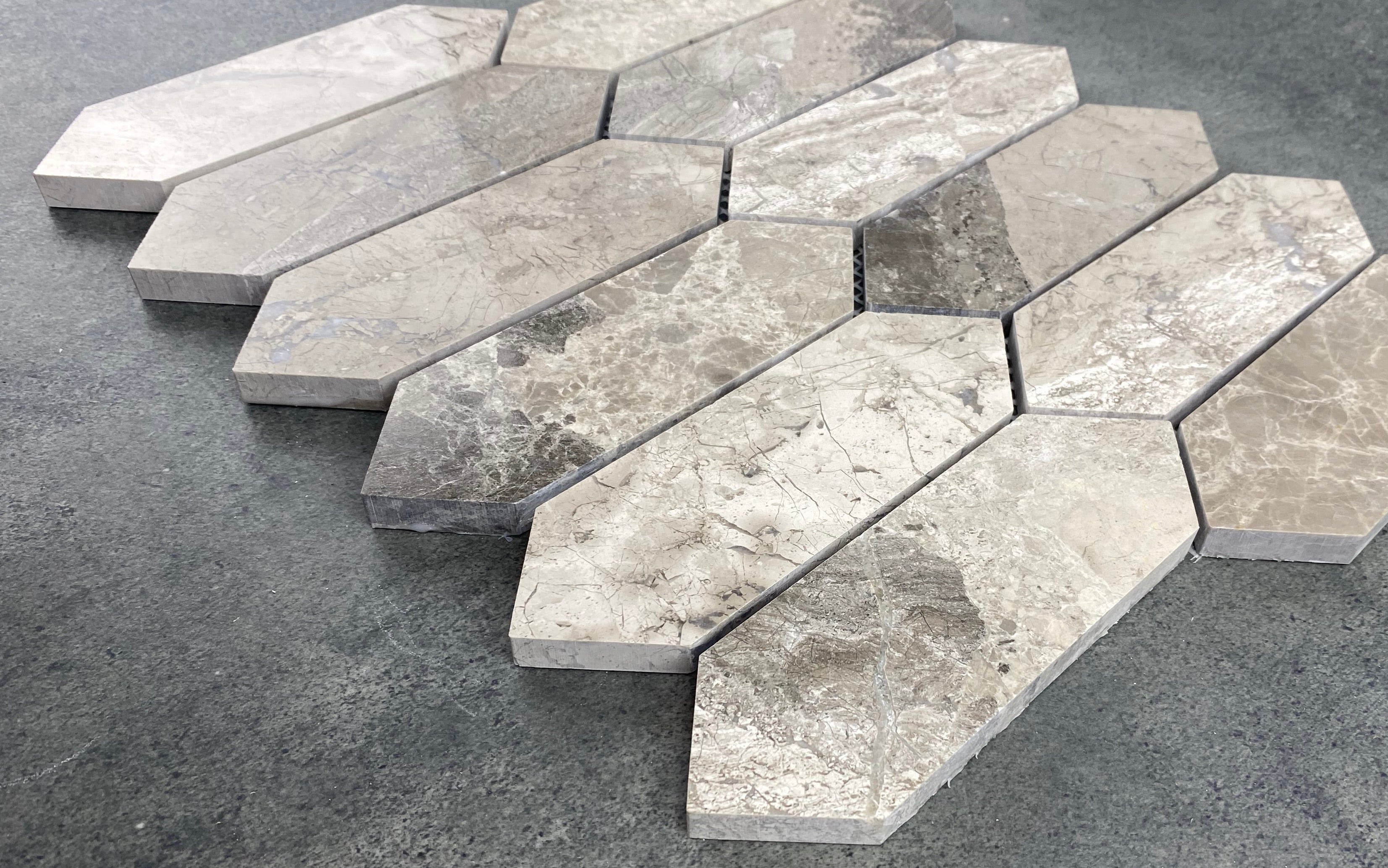 Silver Shadow Marble Strada Design Mosaic Tile 12x12 Honed Finish