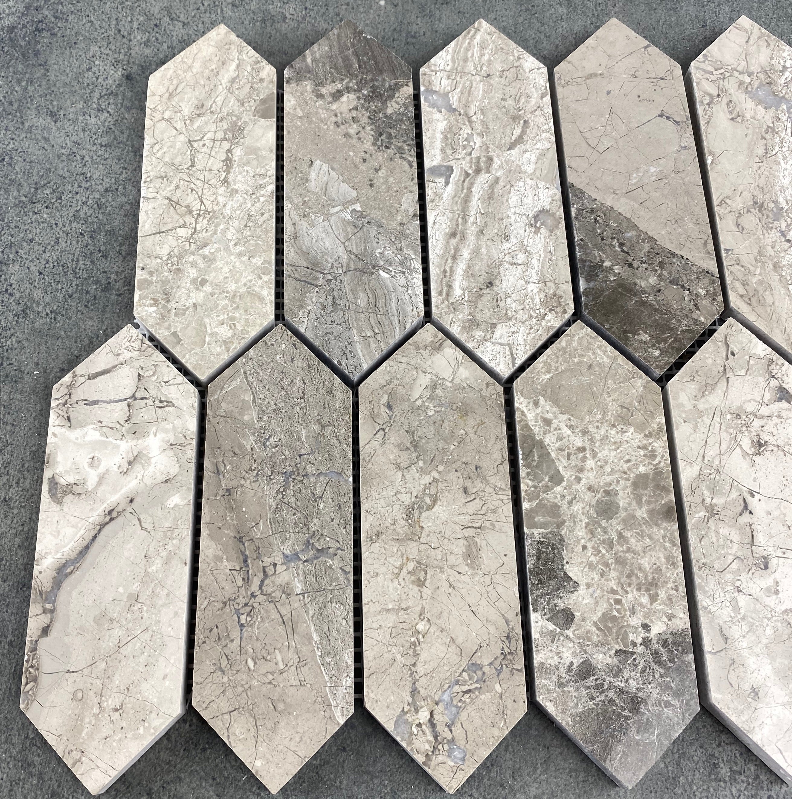Silver Shadow Marble Strada Design Mosaic Tile 12x12 Honed Finish