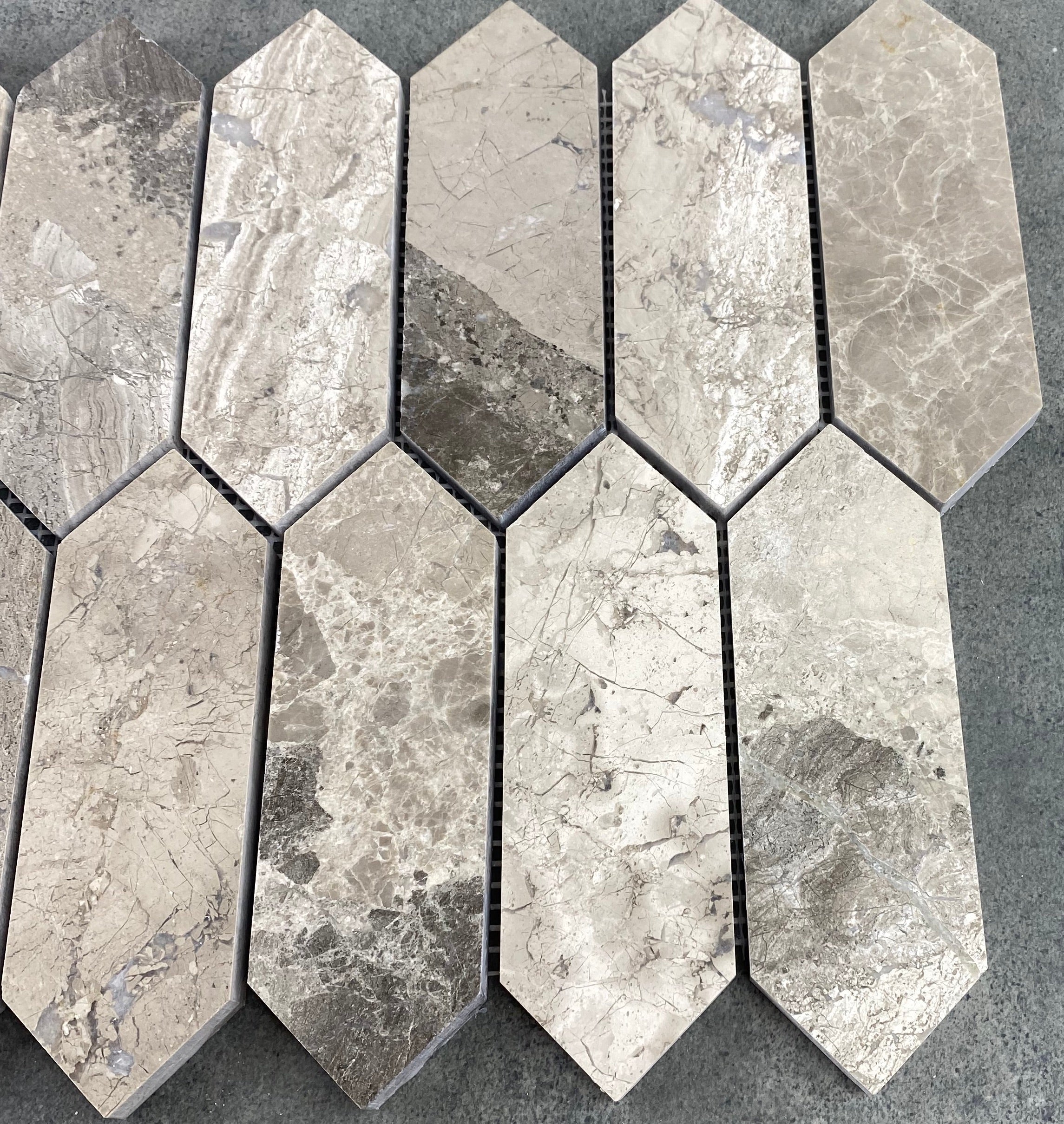 Silver Shadow Marble Strada Design Mosaic Tile 12x12 Honed Finish