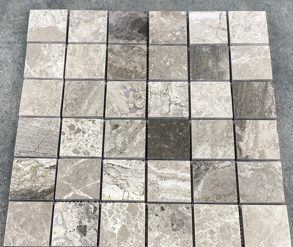 Silver Shadow Marble Natural Stone Mosaic Tile - Honed Finish 12x12 Mesh Backing