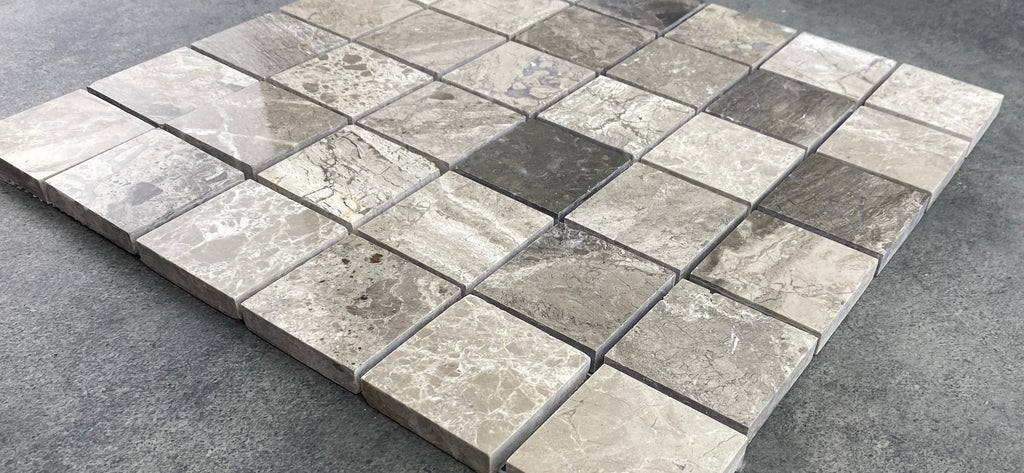 Silver Shadow Marble Natural Stone Mosaic Tile - Honed Finish 12x12 Mesh Backing