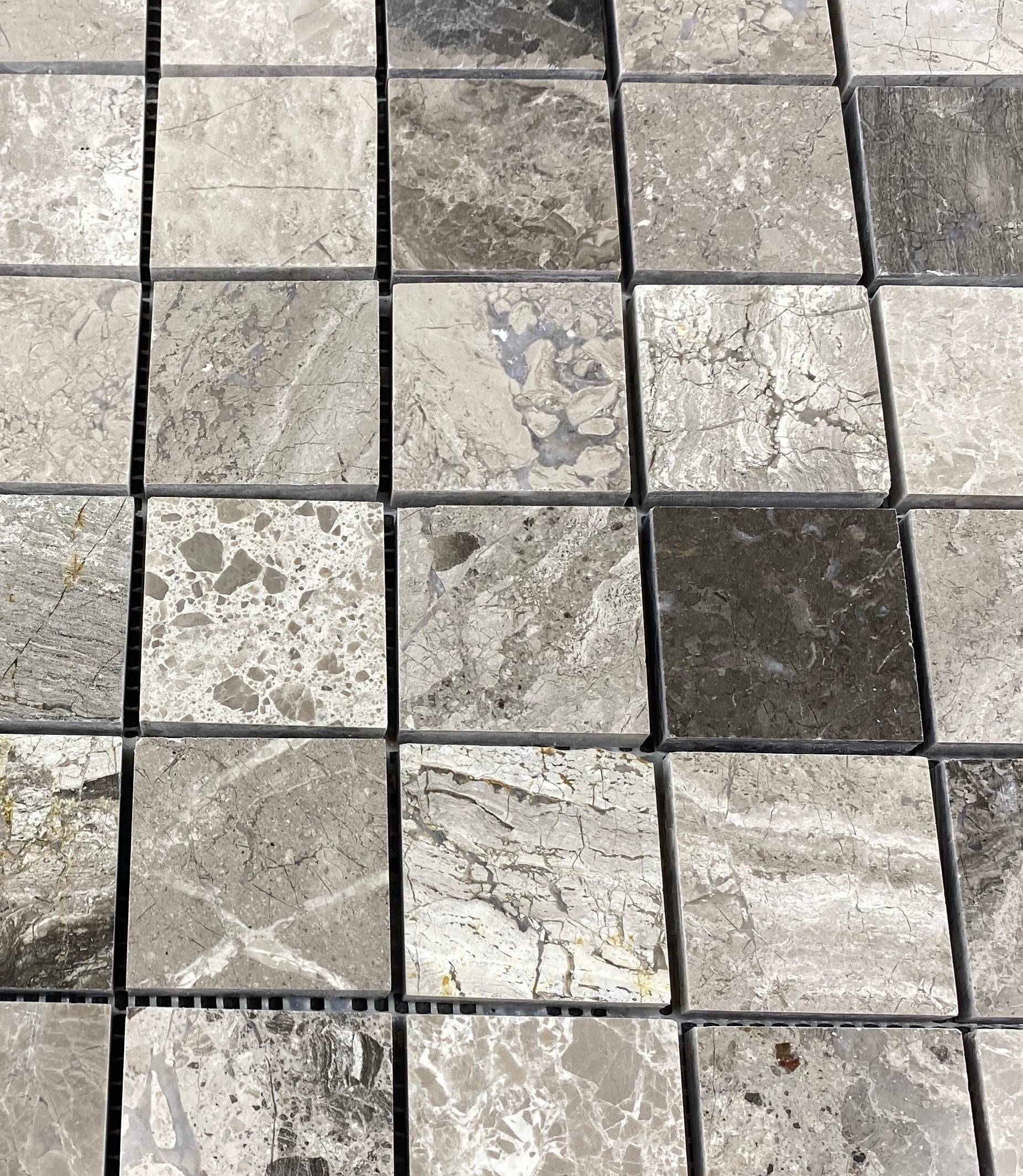 Silver Shadow Marble Natural Stone Mosaic Tile - Honed Finish 12x12 Mesh Backing