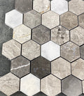 Silver Shadow Carrara White Marble Mosaic Tile - 2 Inch Hexagon