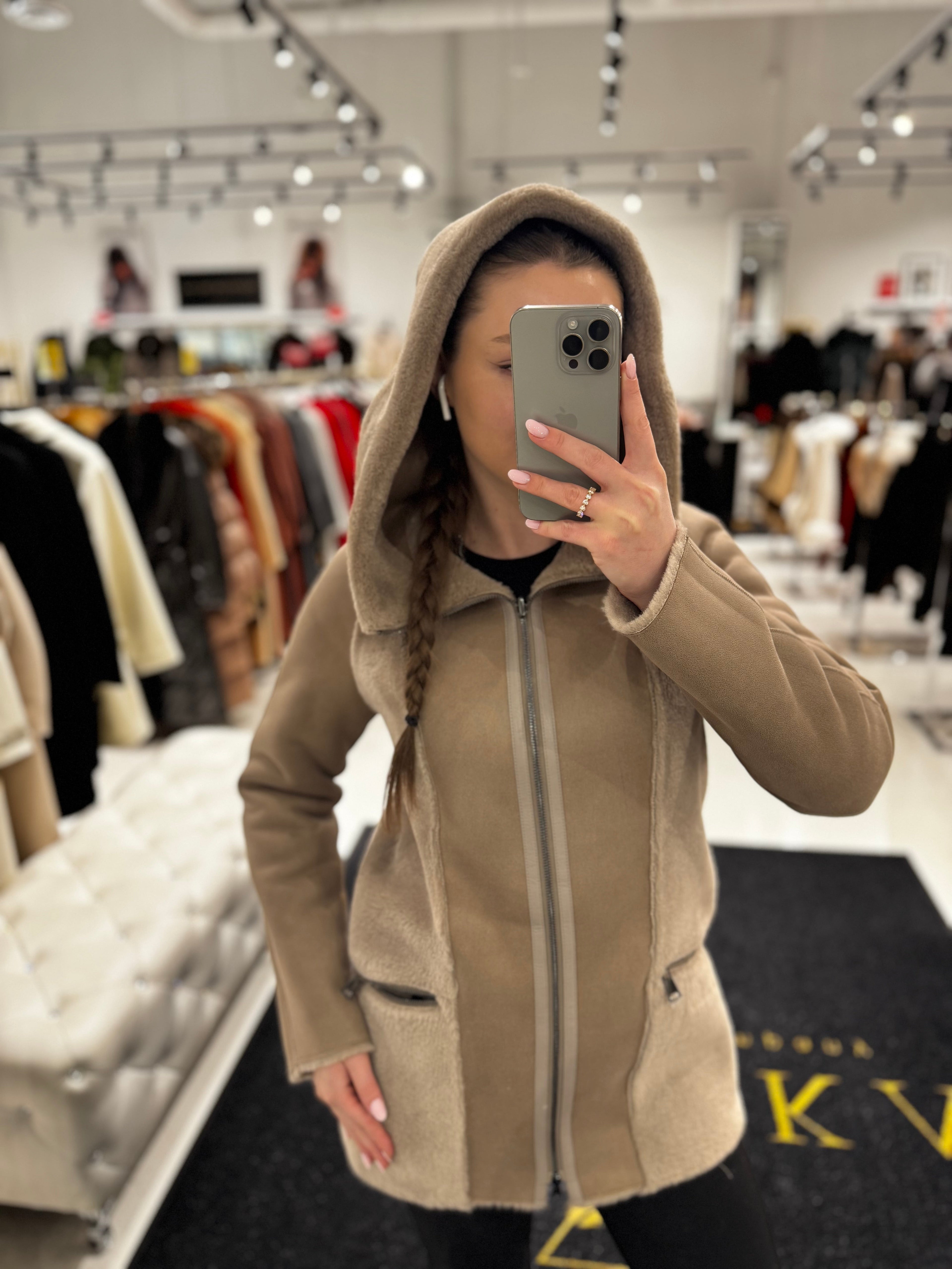 ⇆  Reversible Faux Fur–Suede Hooded Jacket