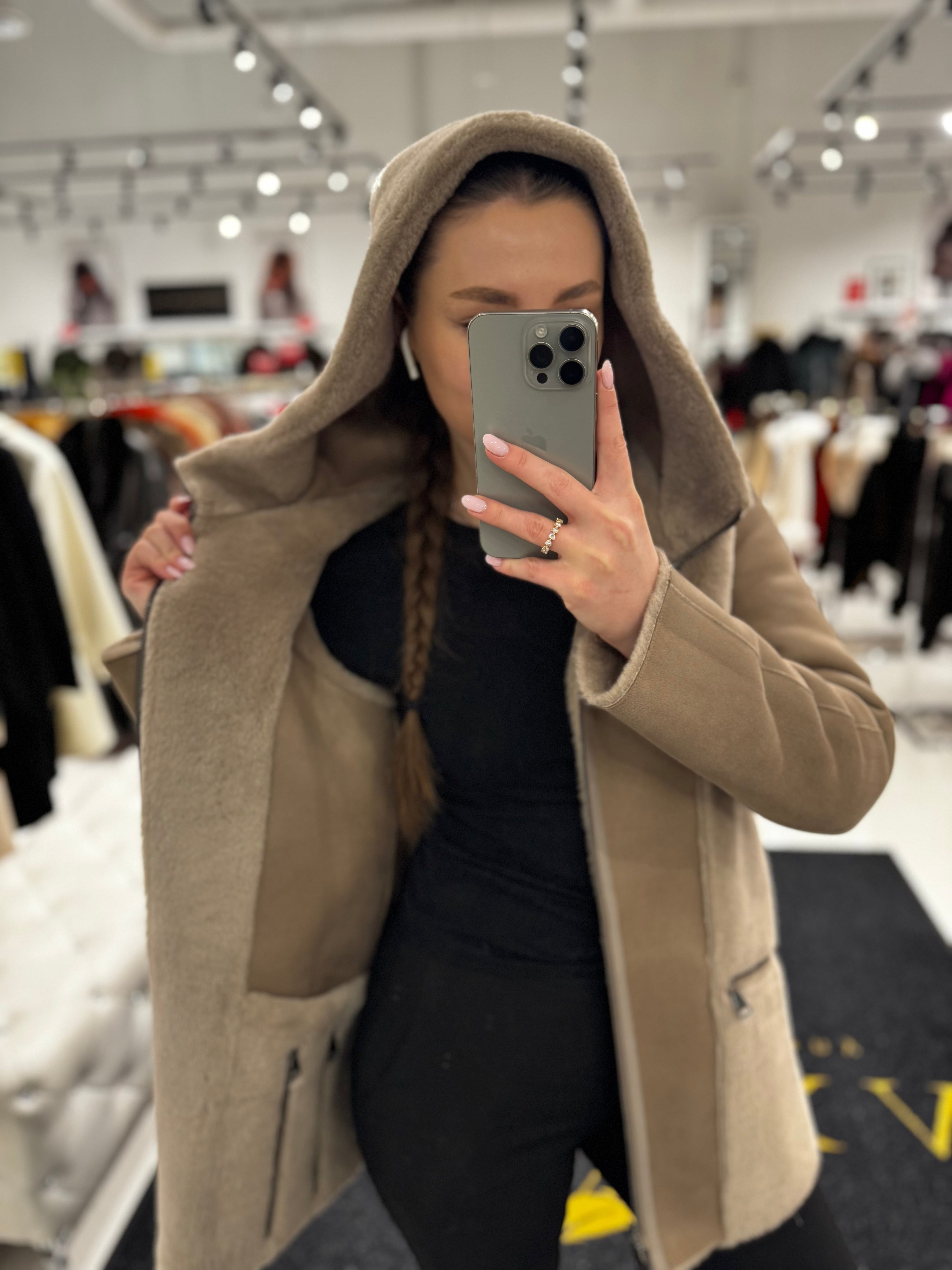 ⇆  Reversible Faux Fur–Suede Hooded Jacket
