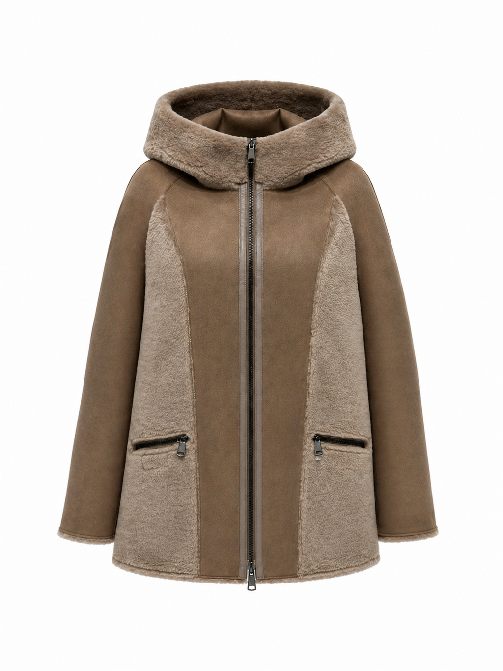 ⇆  Reversible Faux Fur–Suede Hooded Jacket