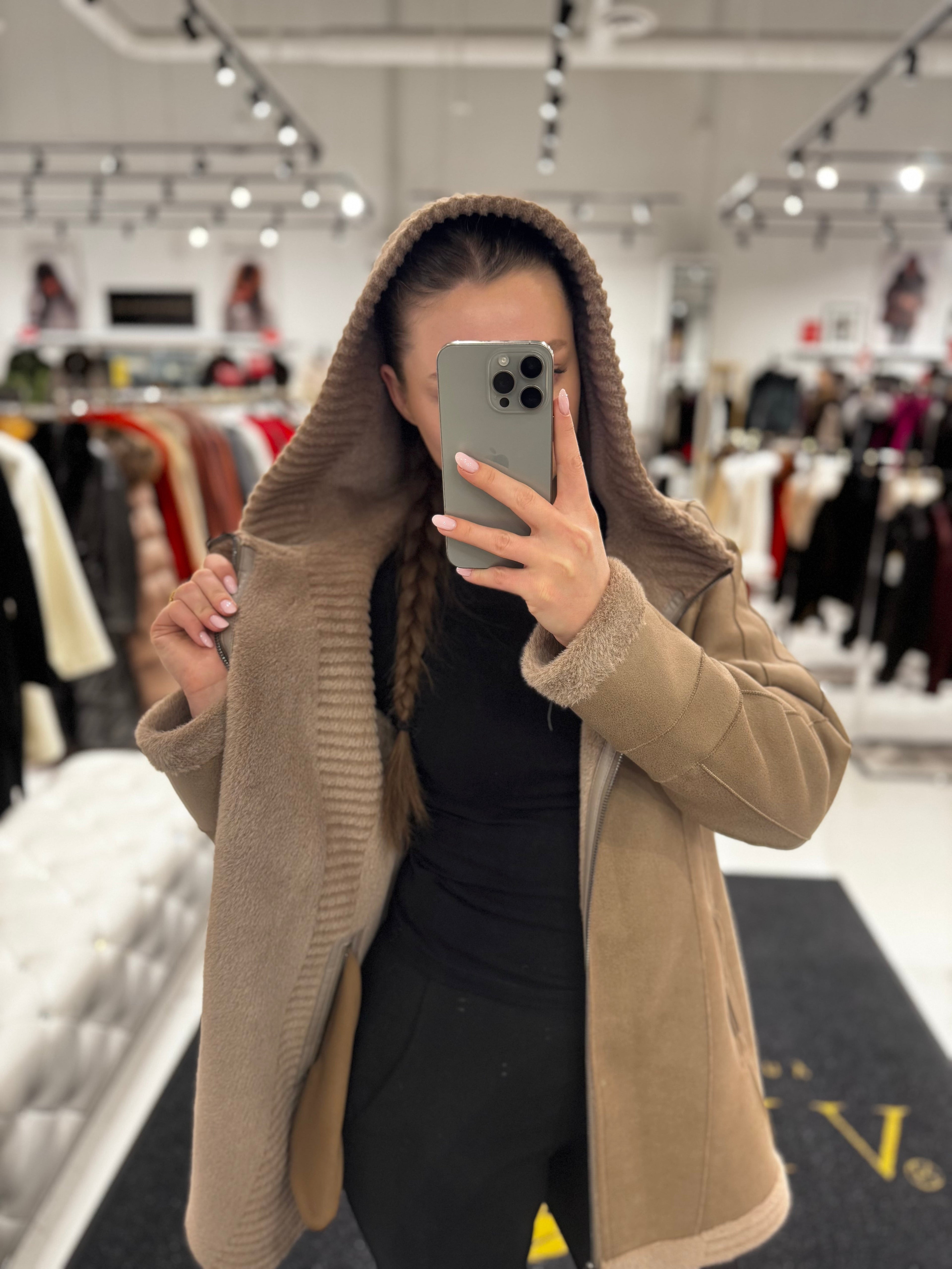 ⇆ Reversible Faux Fur & Suede Jacket with Hood