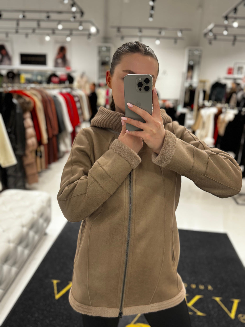 ⇆ Reversible Faux Fur & Suede Jacket with Hood