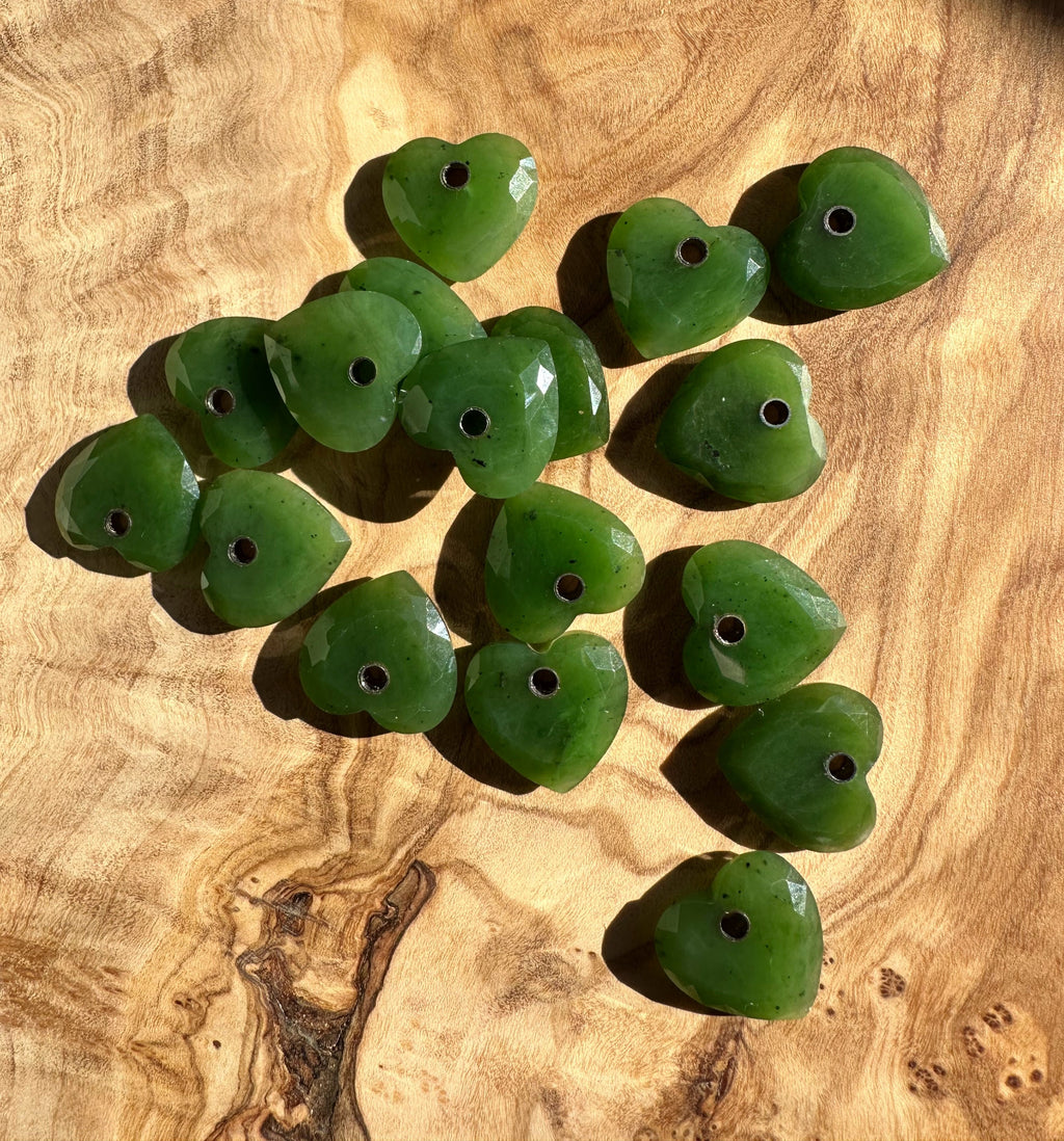 Faceted Canadian Jade Heart - 17mm