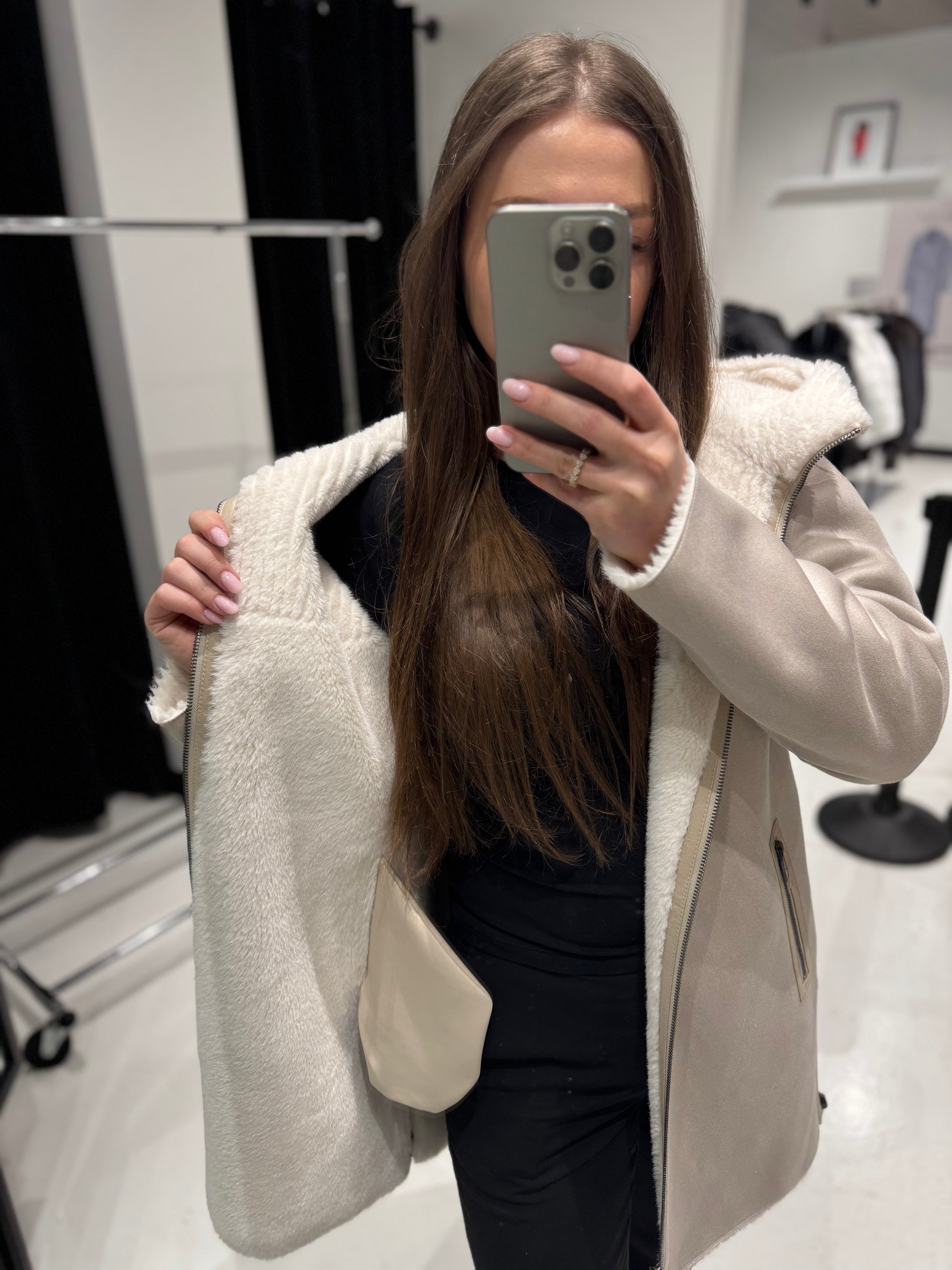 ⇆ Reversible Faux Fur & Suede Hooded Jacket