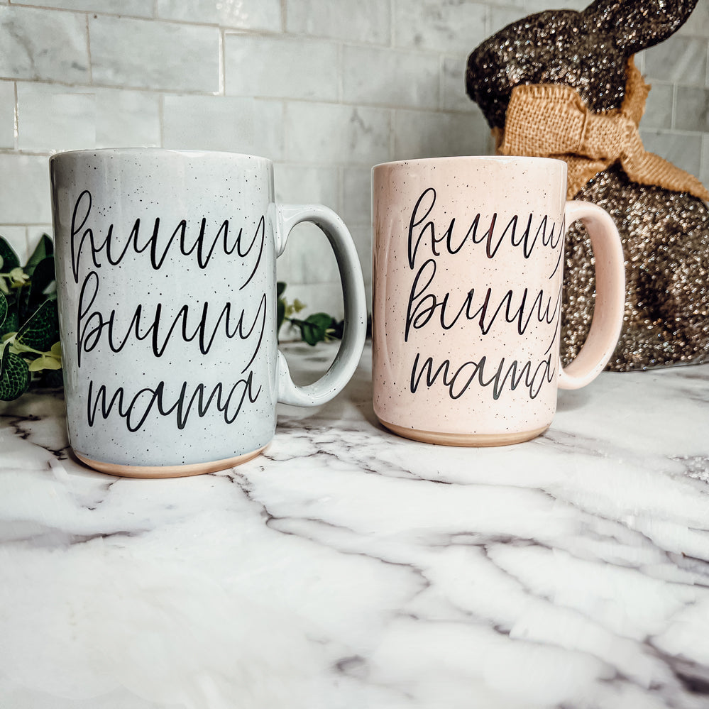 Hunny Bunny Mama Ceramic Mug 16oz Large Pastel Coffee Cup Blue Pink