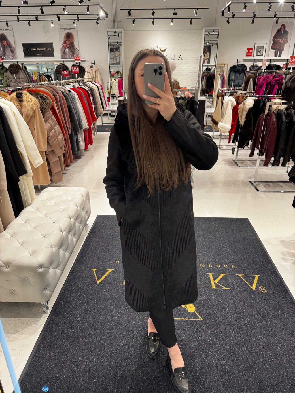 ⇆ Reversible Faux Fur & Suede Hooded Coat
