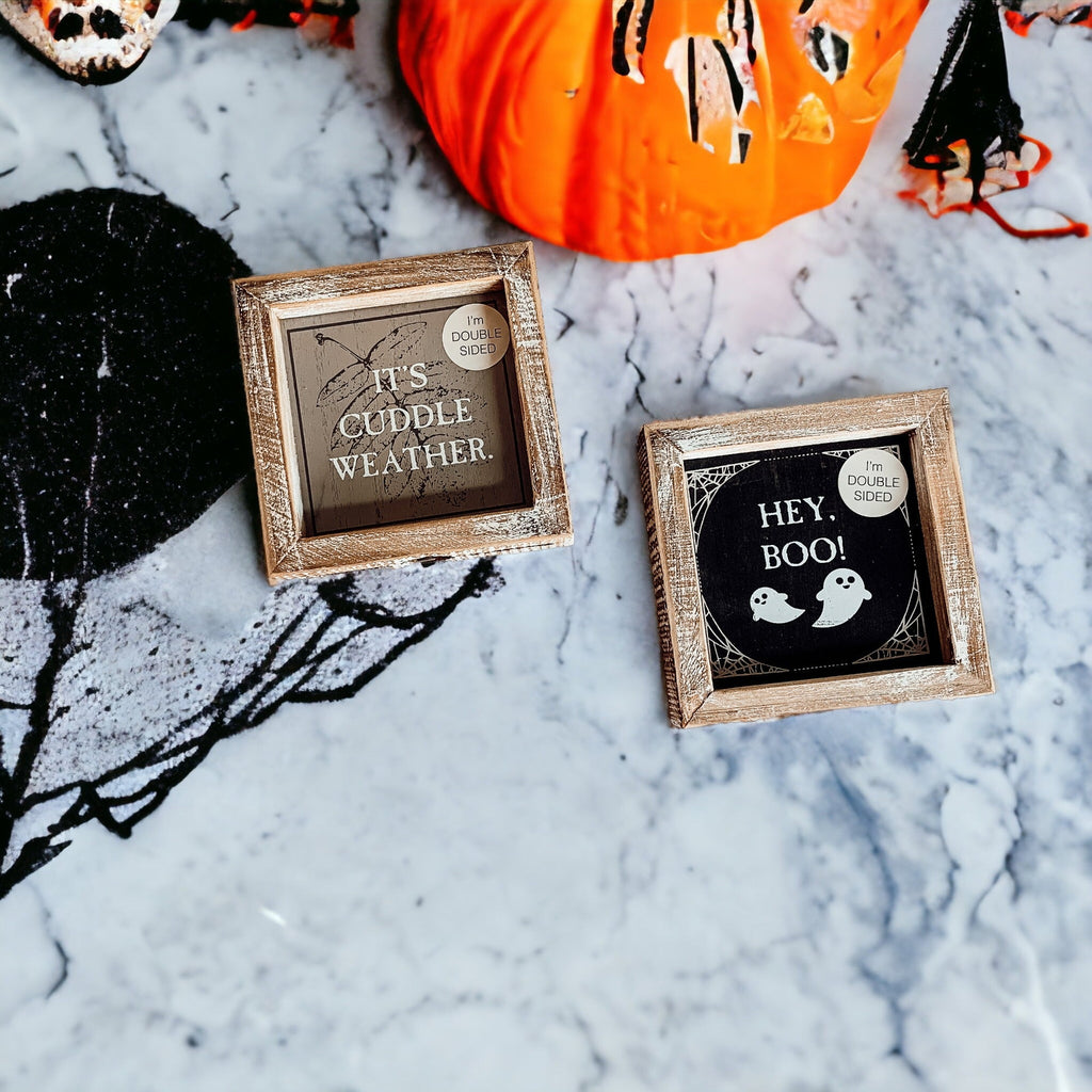 Double-Sided Fall Sign Hey Boo/It's Cuddle Weather Reversible Porch Decor